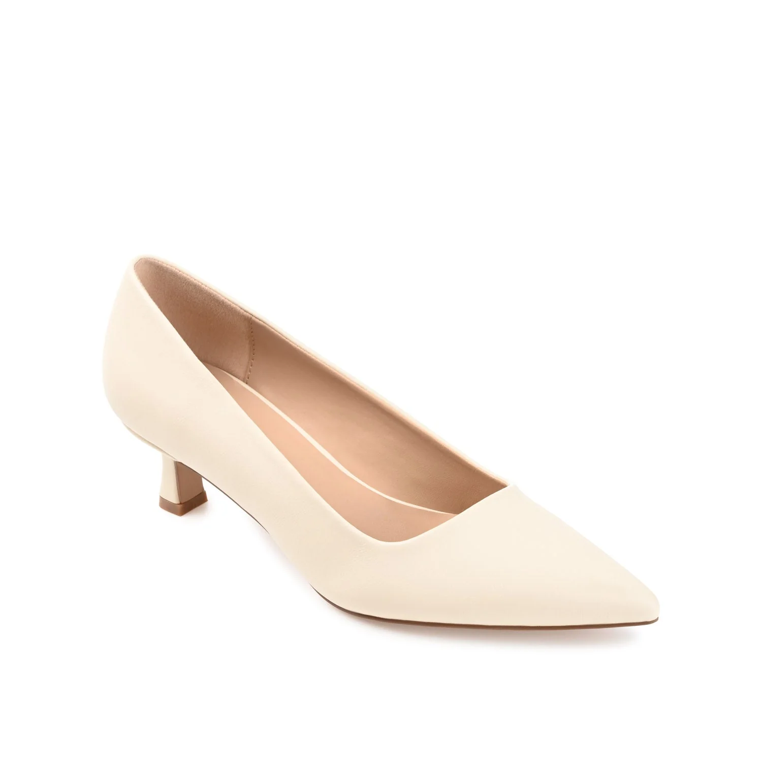 CELICA POINTED TOE KITTEN HEELS IN WIDE - Beige PU - Image 2