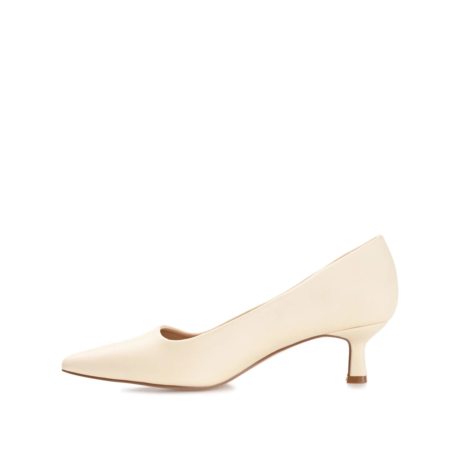 CELICA POINTED TOE KITTEN HEELS IN WIDE - Beige PU - Image 3