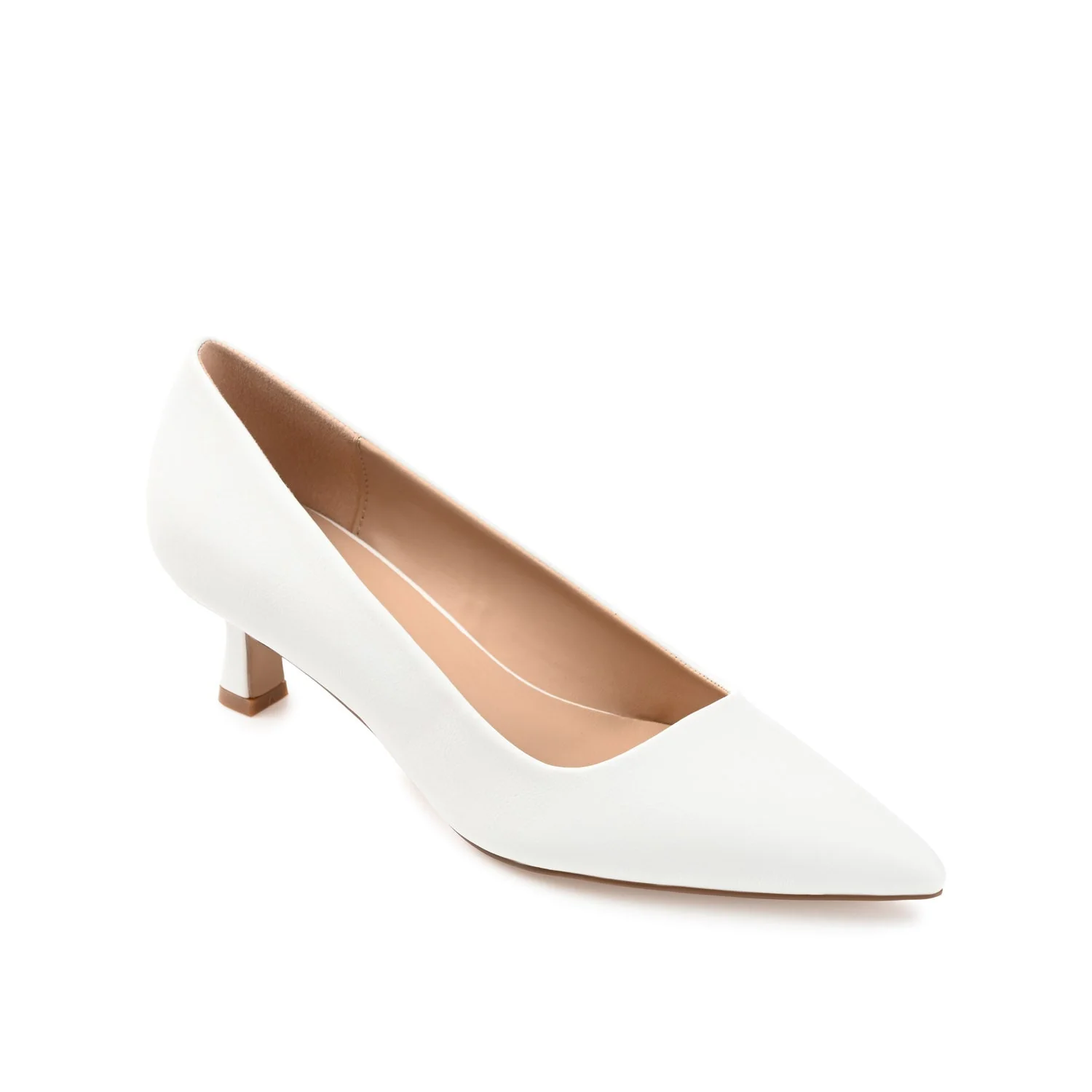CELICA POINTED TOE KITTEN HEELS IN WIDE - White PU - Image 2