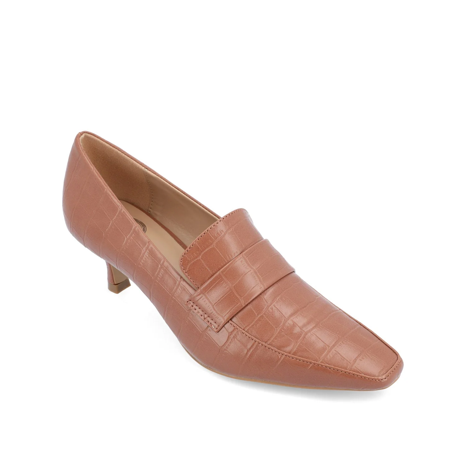 CELINA KITTEN LOAFER HEELS IN CROCO - Brown - Image 2