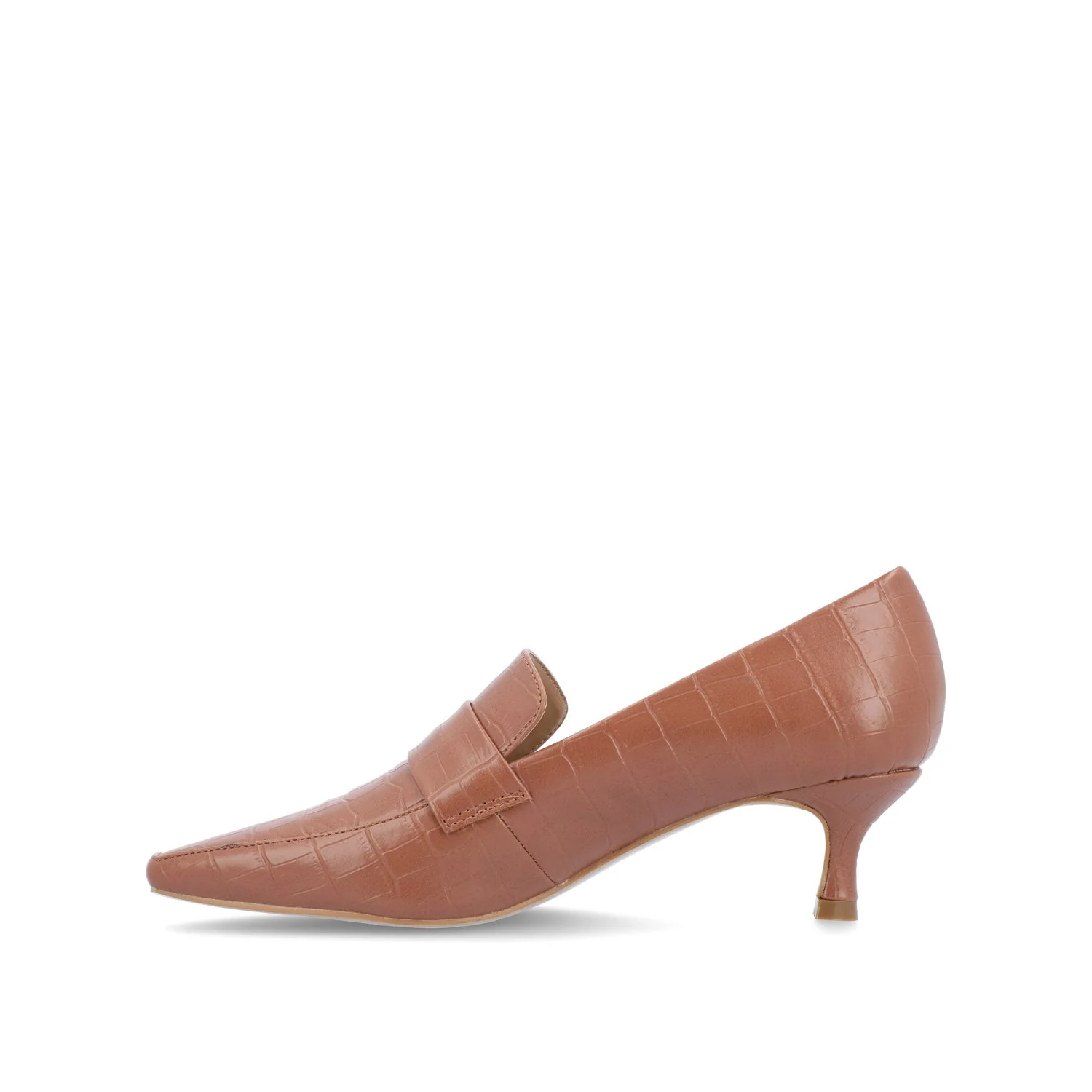CELINA KITTEN LOAFER HEELS IN CROCO - Brown - Image 3