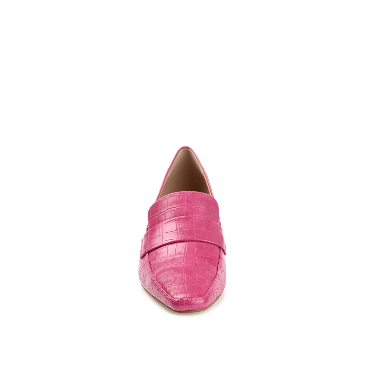 CELINA KITTEN LOAFER HEELS IN CROCO - Fuchsia - Image 5
