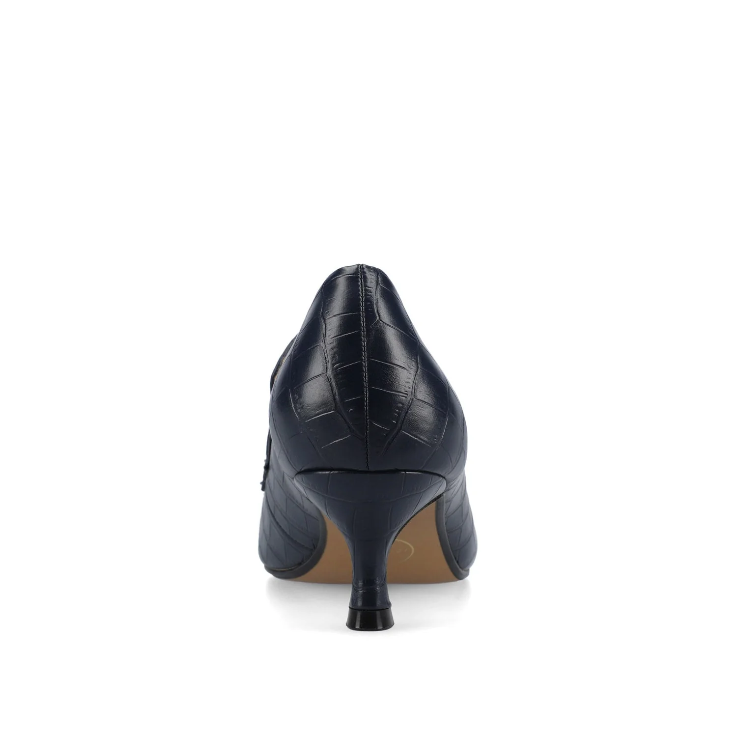 CELINA KITTEN LOAFER HEELS IN CROCO STATEMENT - Navy Nubuck - Image 6