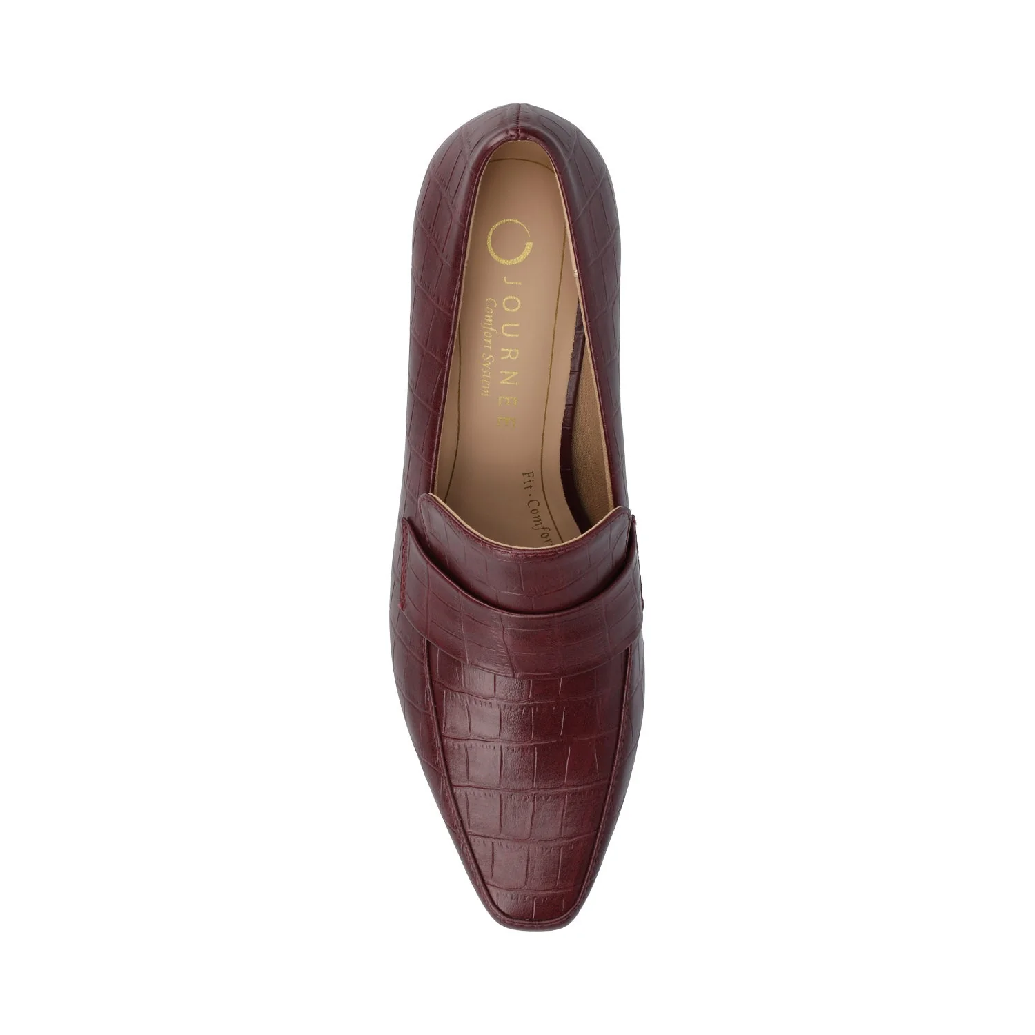 CELINA KITTEN LOAFER HEELS IN CROCO STATEMENT - Oxblood Nubuck - Image 4
