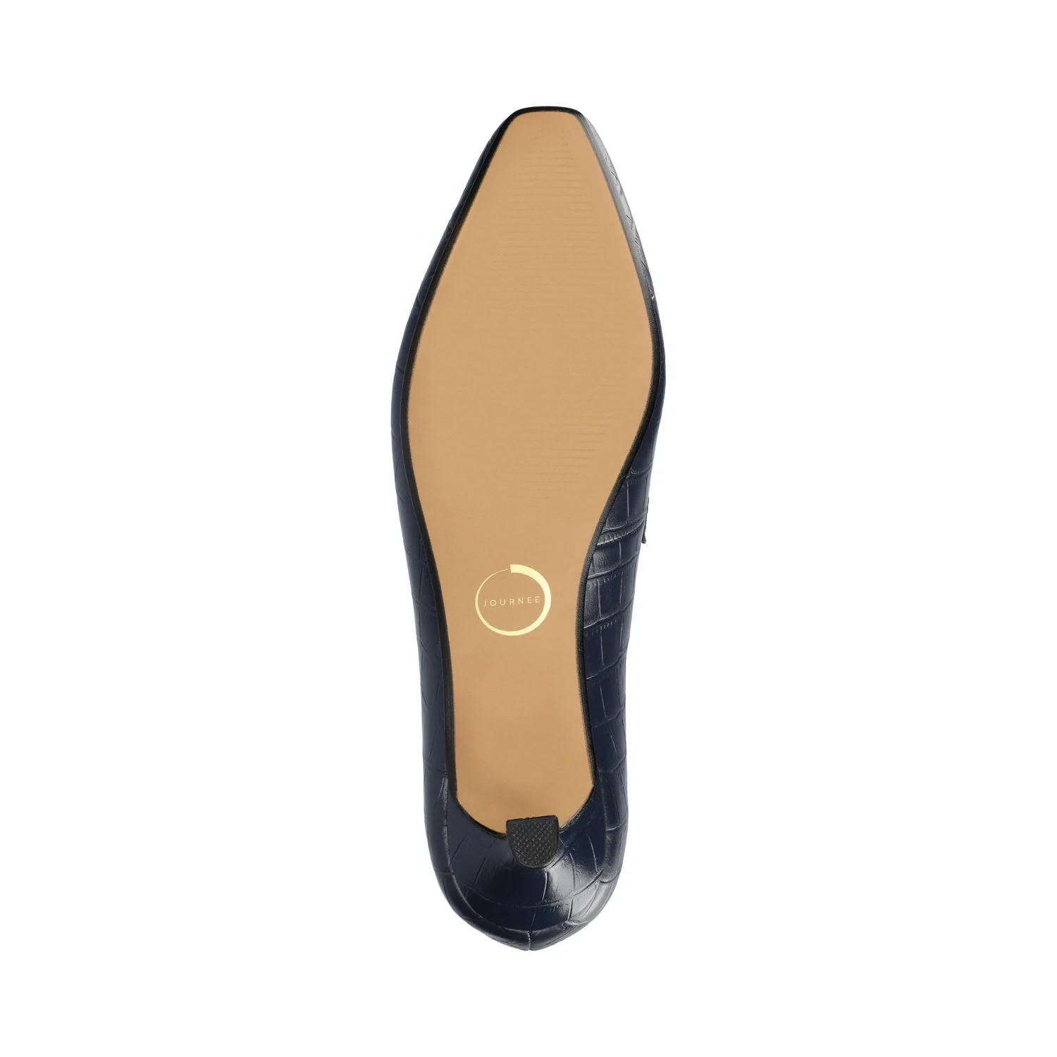 CELINA KITTEN LOAFER HEELS IN CROCO STATEMENT WIDE - Navy Nubuck - Image 5