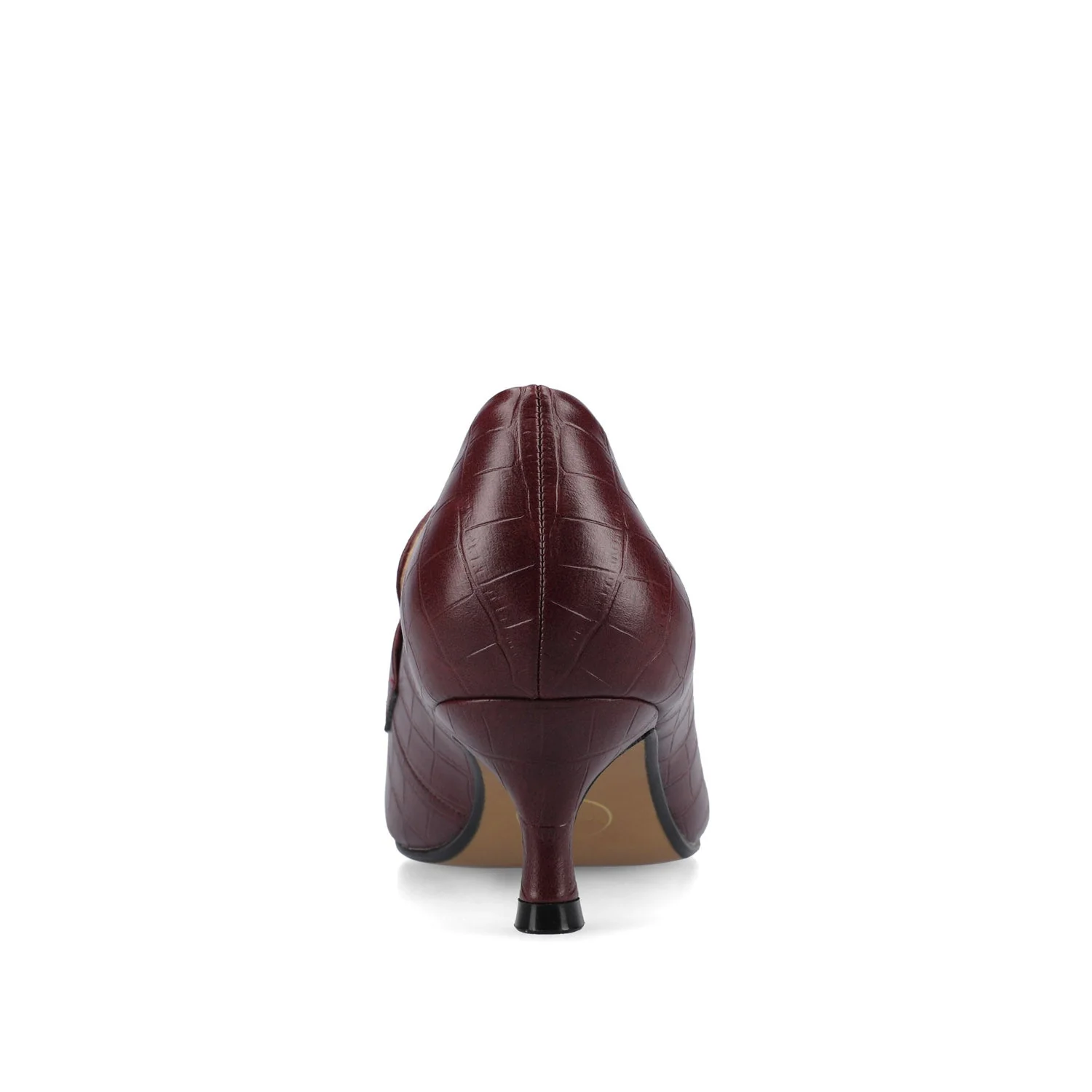 CELINA KITTEN LOAFER HEELS IN CROCO STATEMENT WIDE - Oxblood Nubuck - Image 6