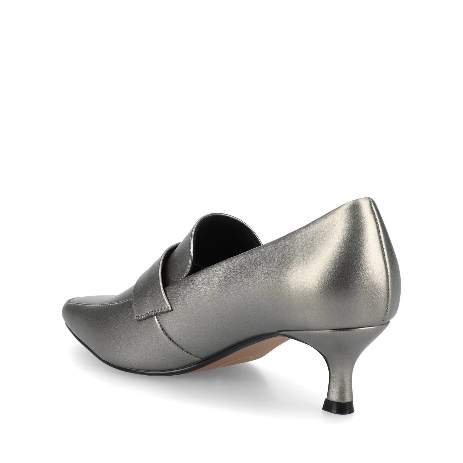 CELINA KITTEN LOAFER HEELS IN CROCO STATEMENT WIDE - Pewter - Image 3