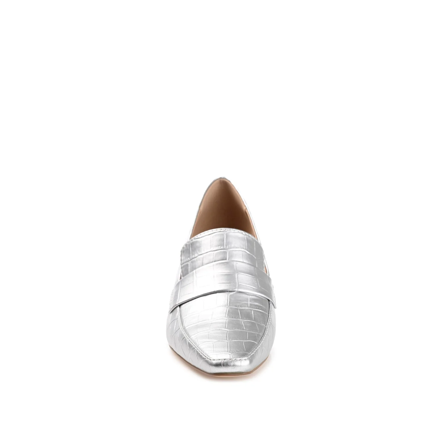 CELINA KITTEN LOAFER HEELS IN CROCO - Silver Croco - Image 6