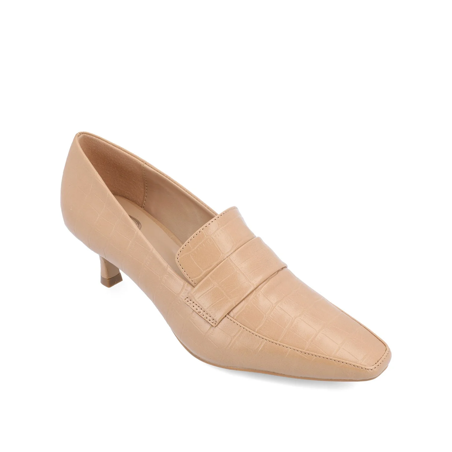 CELINA KITTEN LOAFER HEELS IN CROCO - Tan - Image 2