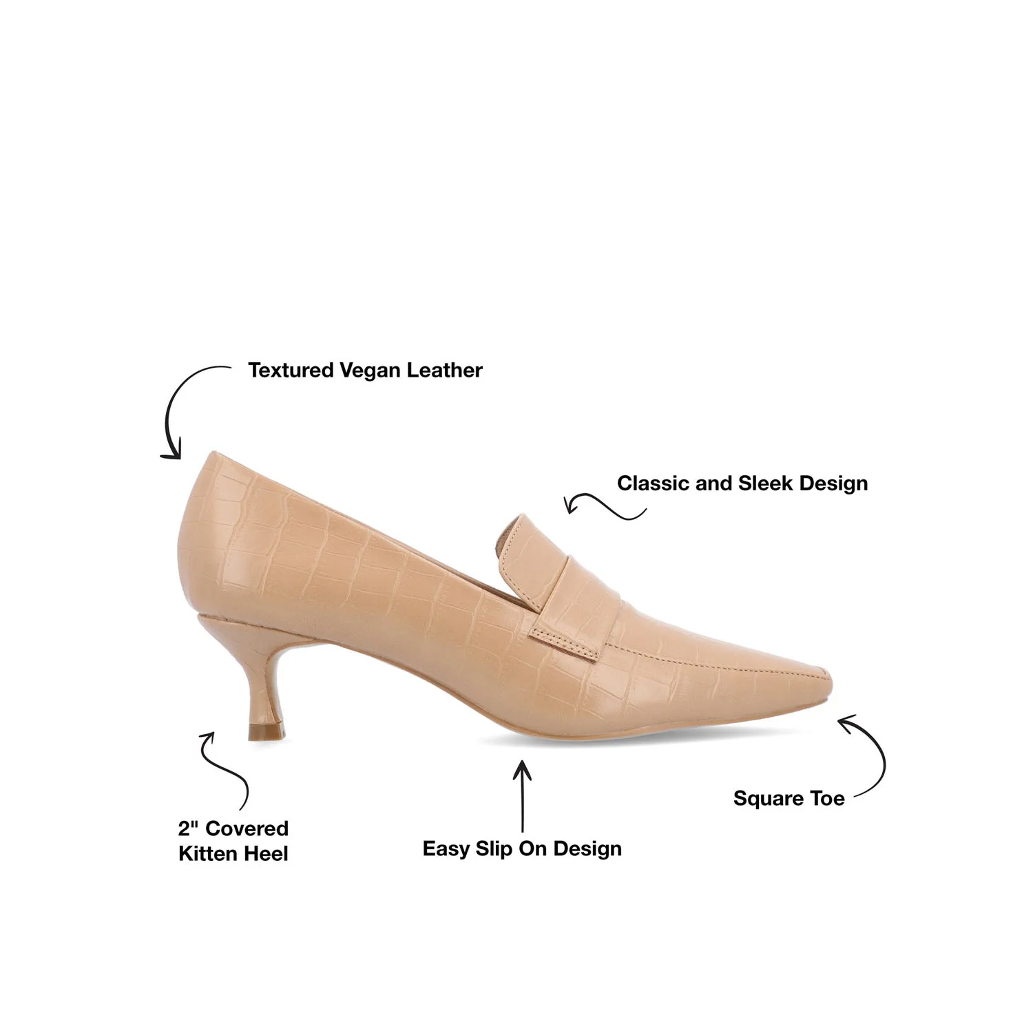 CELINA KITTEN HEEL LOAFERS IN WIDE - Tan - Image 9