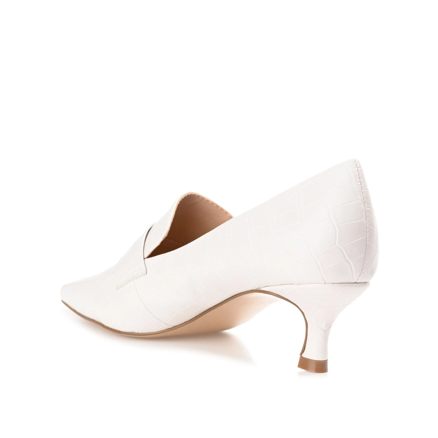 CELINA KITTEN LOAFER HEELS IN CROCO - White - Image 4