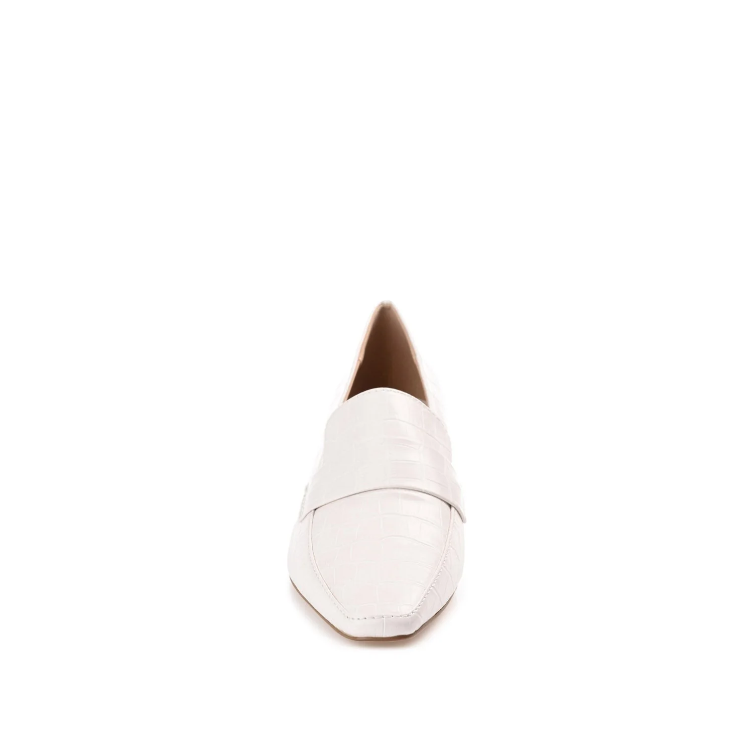CELINA KITTEN LOAFER HEELS IN CROCO - White - Image 5