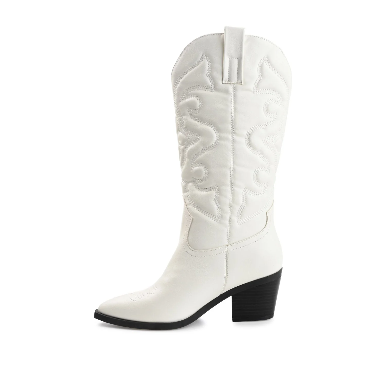 CHANTRY COWGIRL VEGAN LEATHER BOOTS IN WIDE CALF - White PU - Image 3