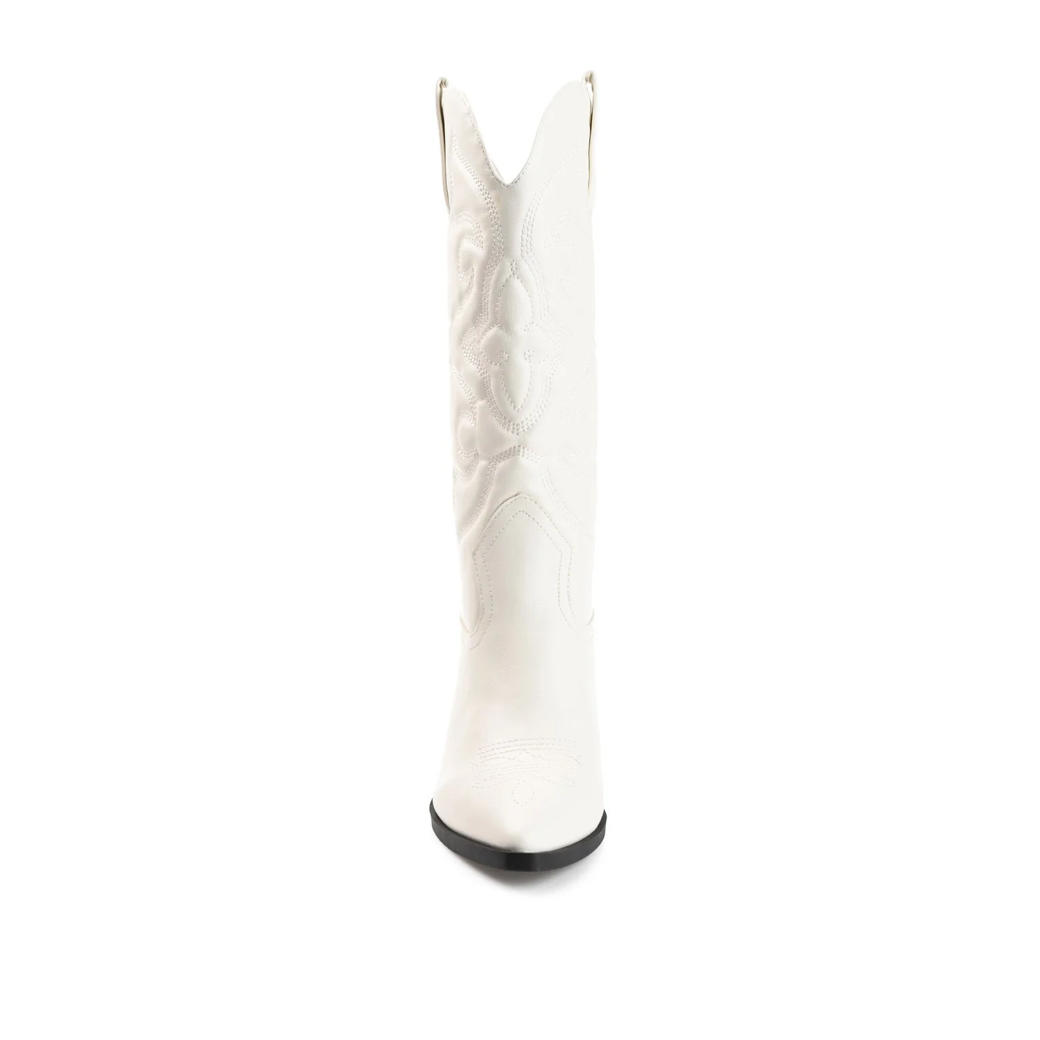 CHANTRY COWGIRL VEGAN LEATHER BOOTS IN WIDE CALF - White PU - Image 5