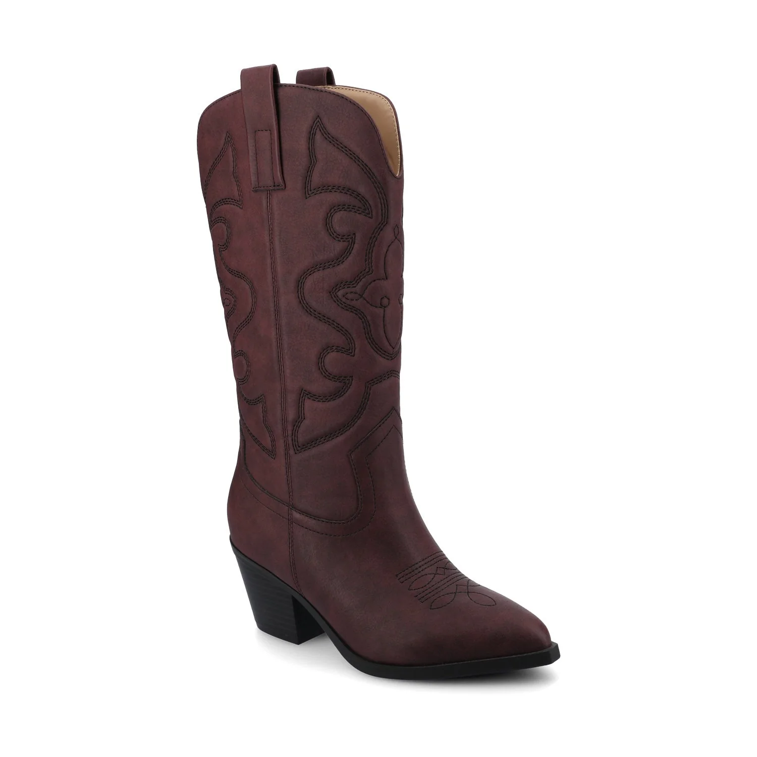 CHANTRY COWGIRL BOOTS IN VEGAN LEATHER - Oxblood Nubuck - Image 2