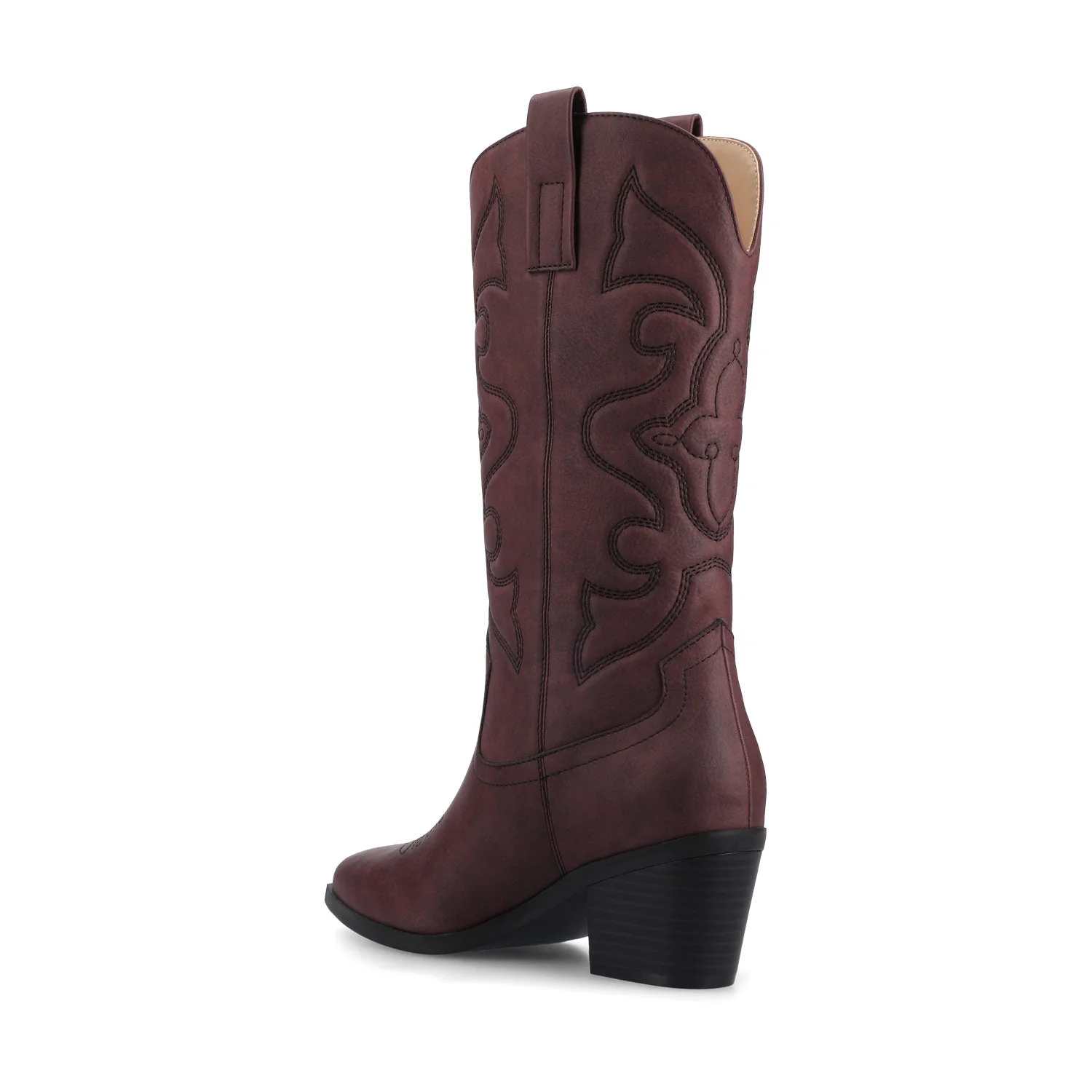 CHANTRY COWGIRL BOOTS IN VEGAN LEATHER - Oxblood Nubuck - Image 3