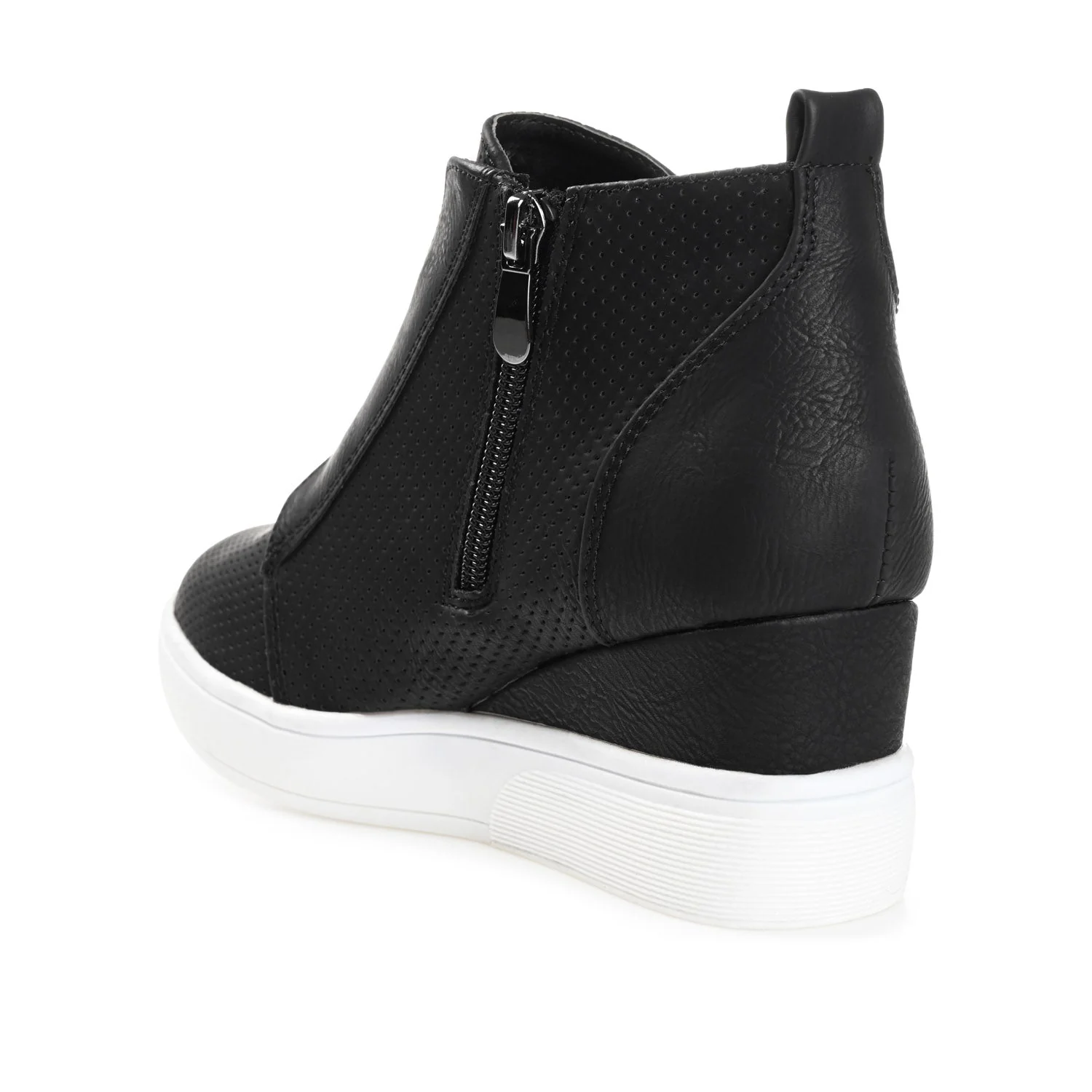 CLARA WEDGE SNEAKERS IN VEGAN LEATHER - Black PU - Image 4