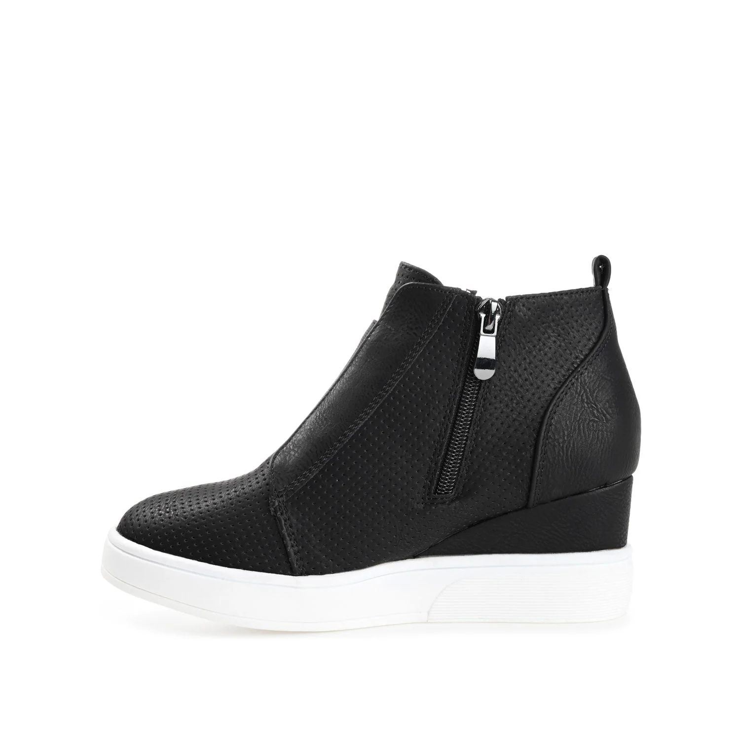 CLARA WEDGE HEEL SNEAKERS IN WIDE - Black PU - Image 3