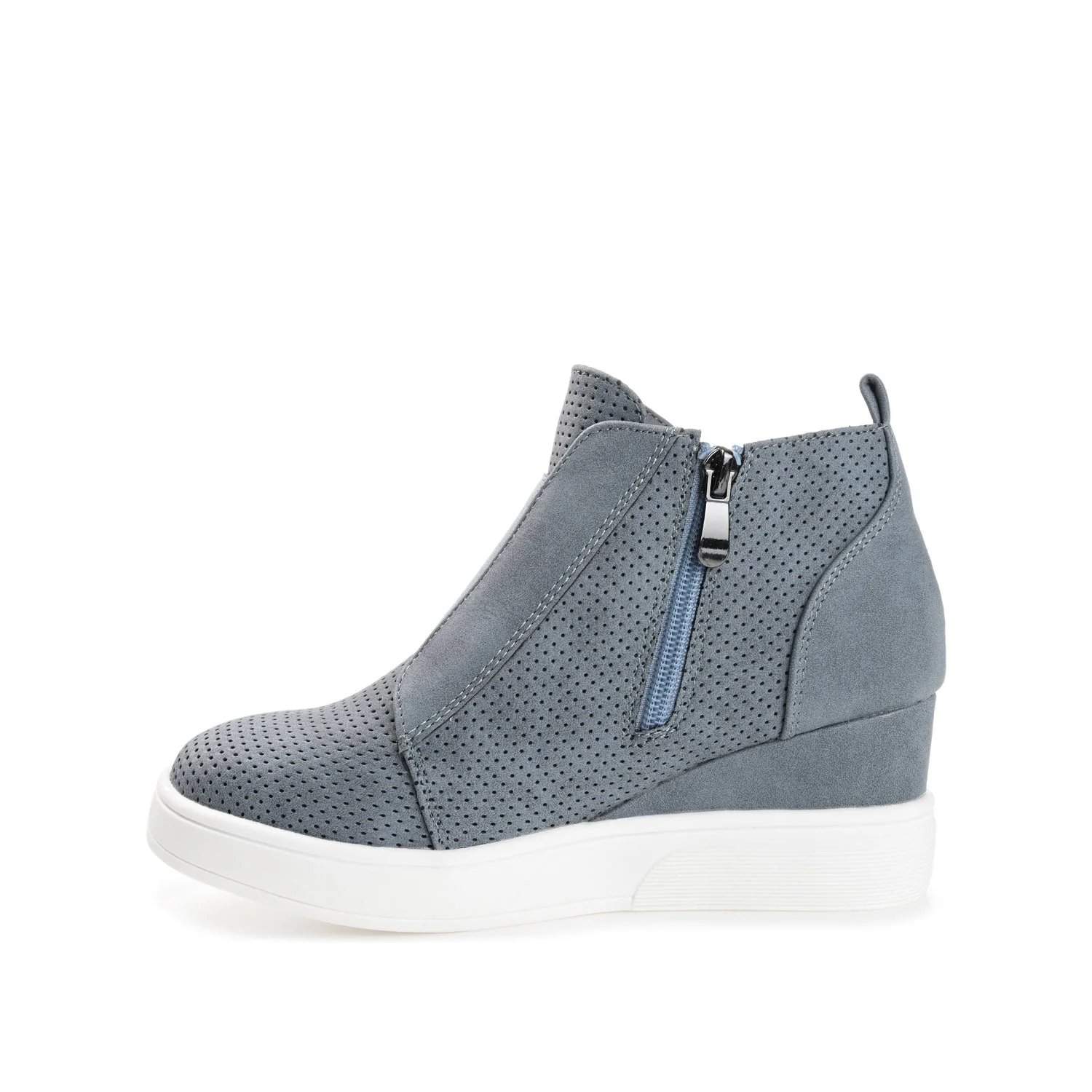 CLARA WEDGE HEEL SNEAKERS IN WIDE - Blue PU - Image 3