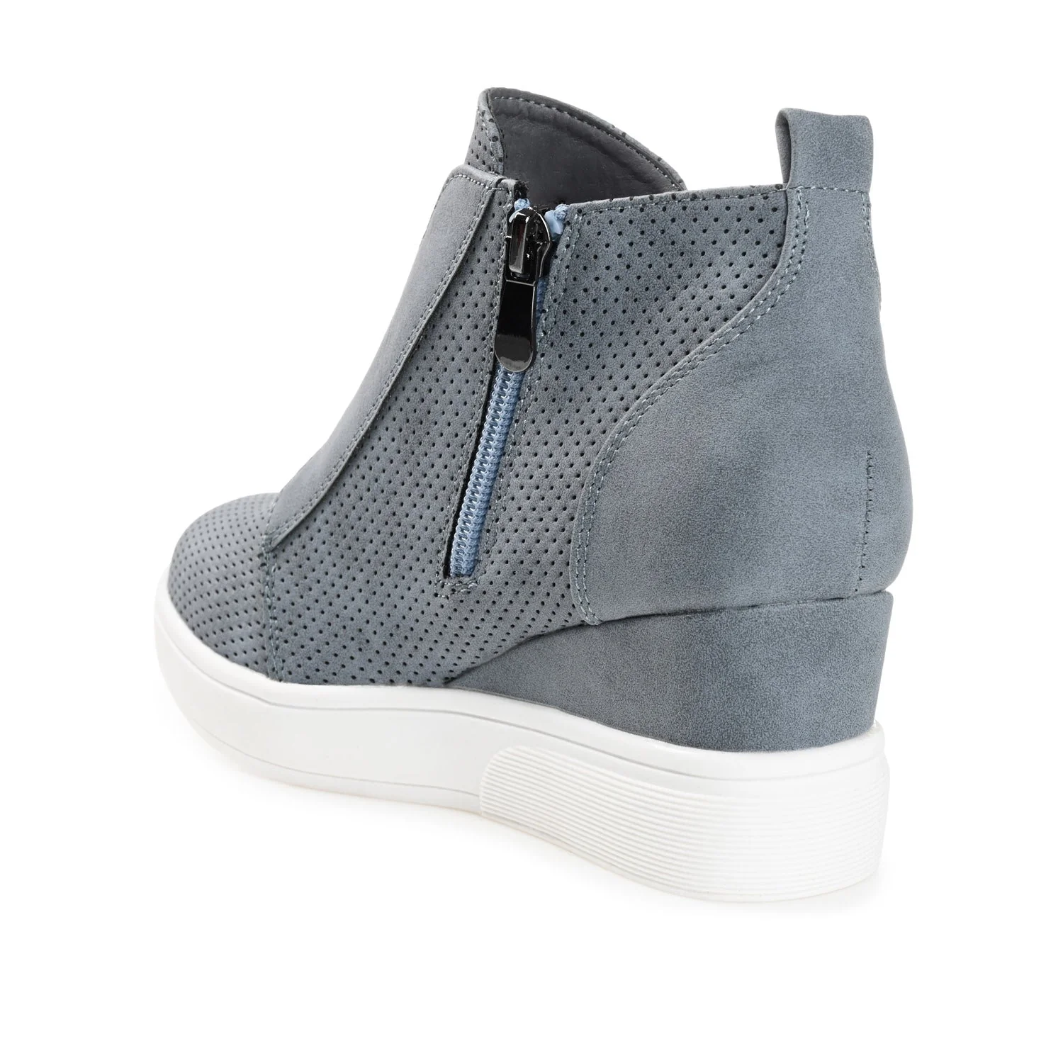 CLARA WEDGE HEEL SNEAKERS IN WIDE - Blue PU - Image 4