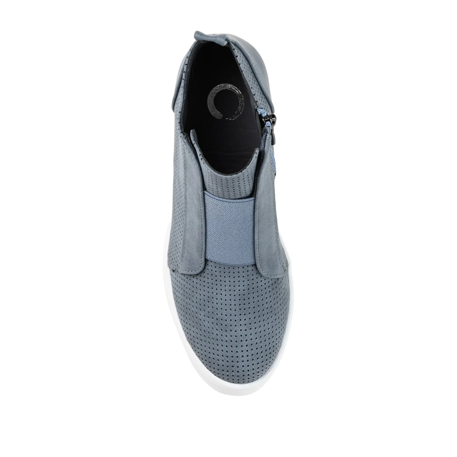 CLARA WEDGE HEEL SNEAKERS IN WIDE - Blue PU - Image 6