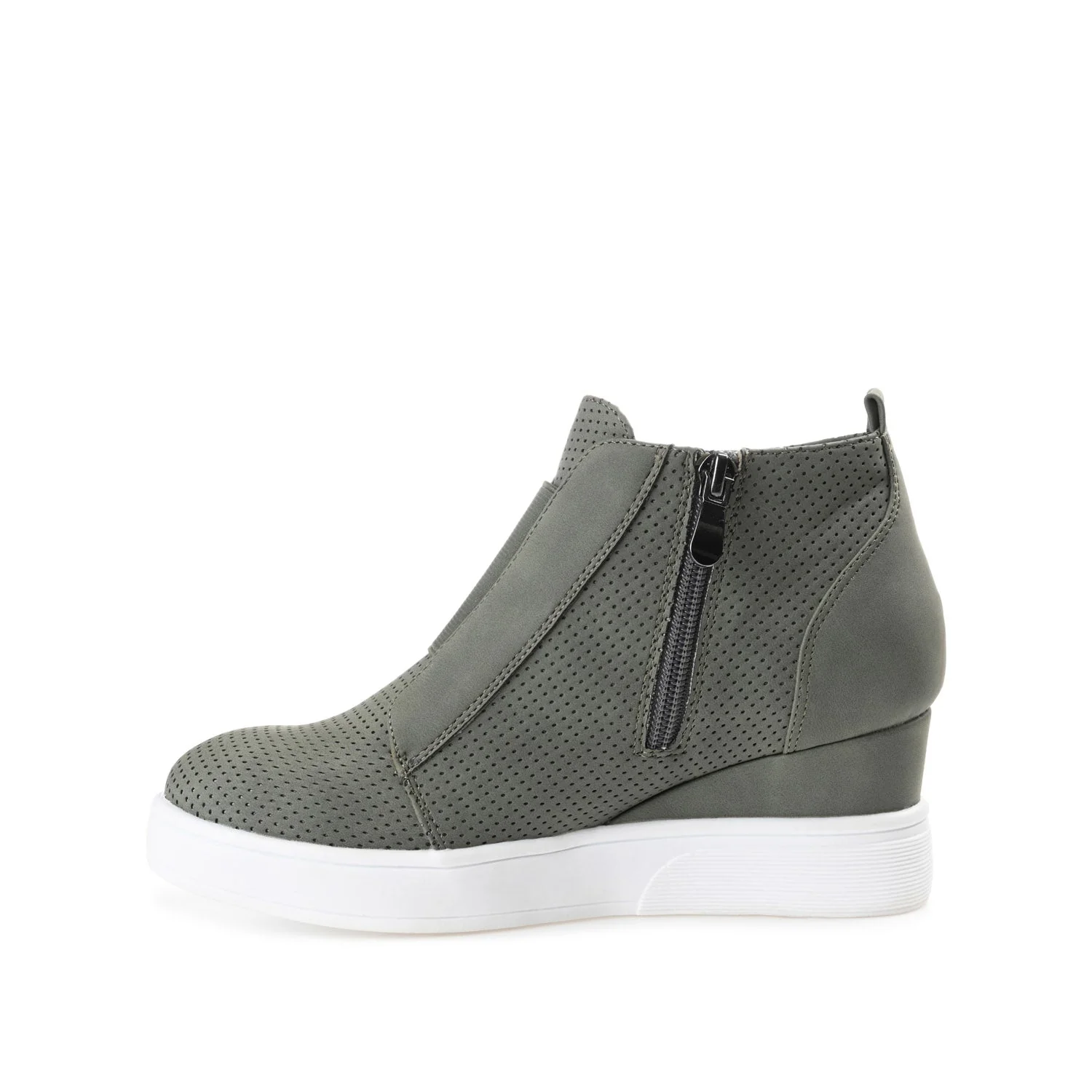 CLARA WEDGE HEEL SNEAKERS IN WIDE - Olive PU - Image 3
