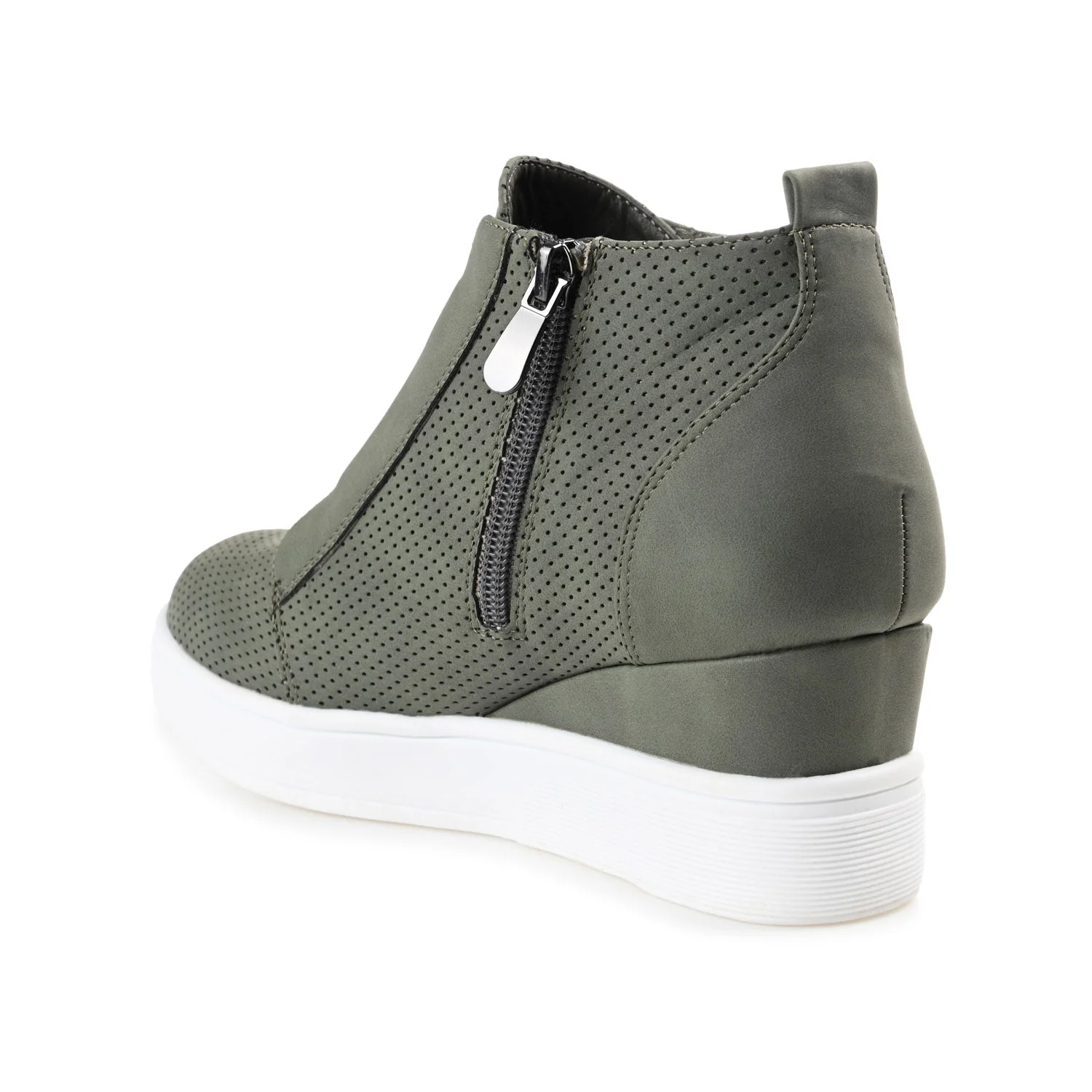 CLARA WEDGE HEEL SNEAKERS IN WIDE - Olive PU - Image 4