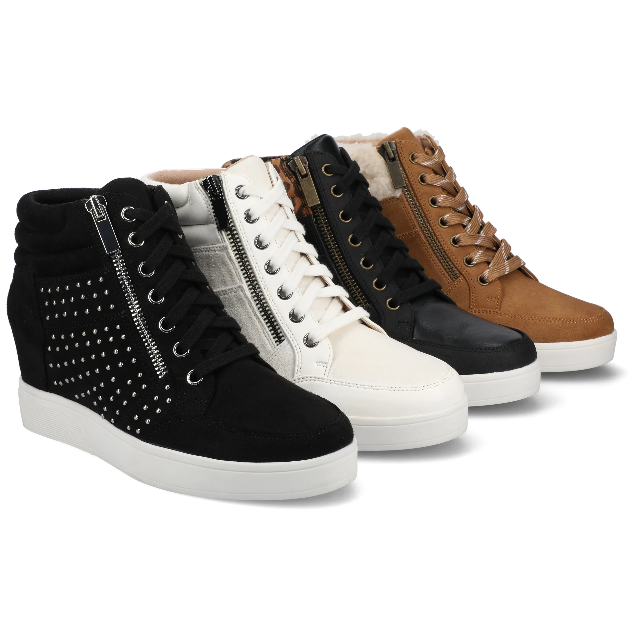 CLARITY HIGH TOP WEDGE SNEAKER - Black Stud - Image 7
