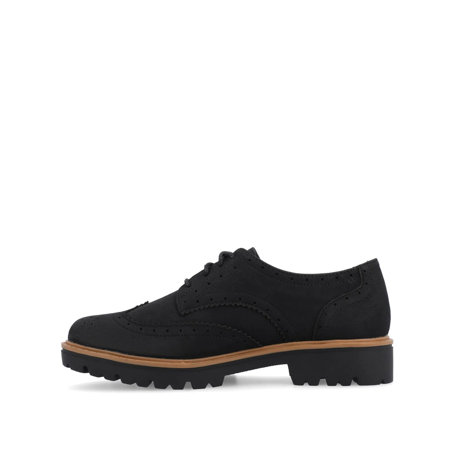 CLAUDIYA OXFORD LOAFER FLAT IN FAUX SUEDE - Black Faux Suede - Image 3