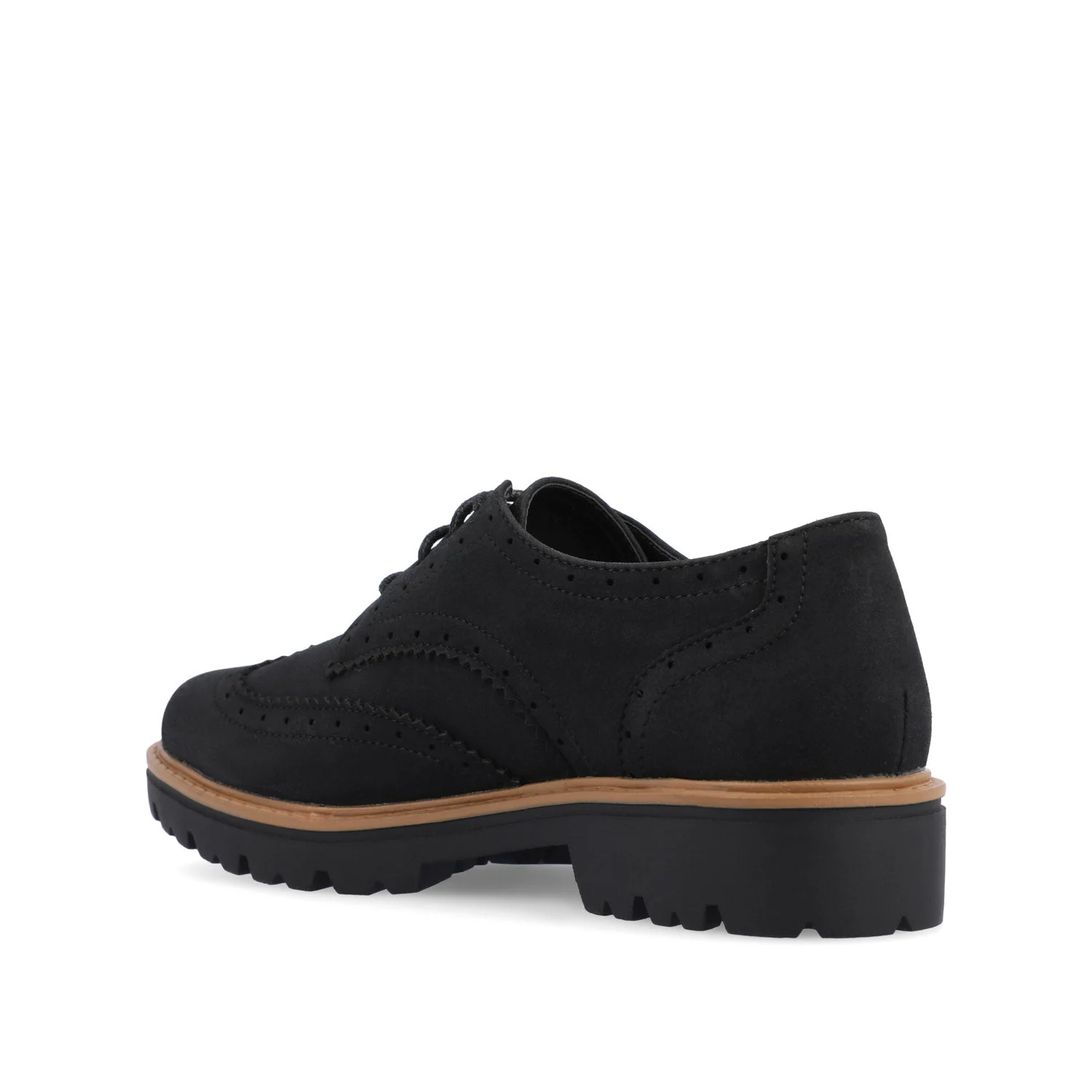 CLAUDIYA OXFORD LOAFER FLAT IN FAUX SUEDE - Black Faux Suede - Image 4