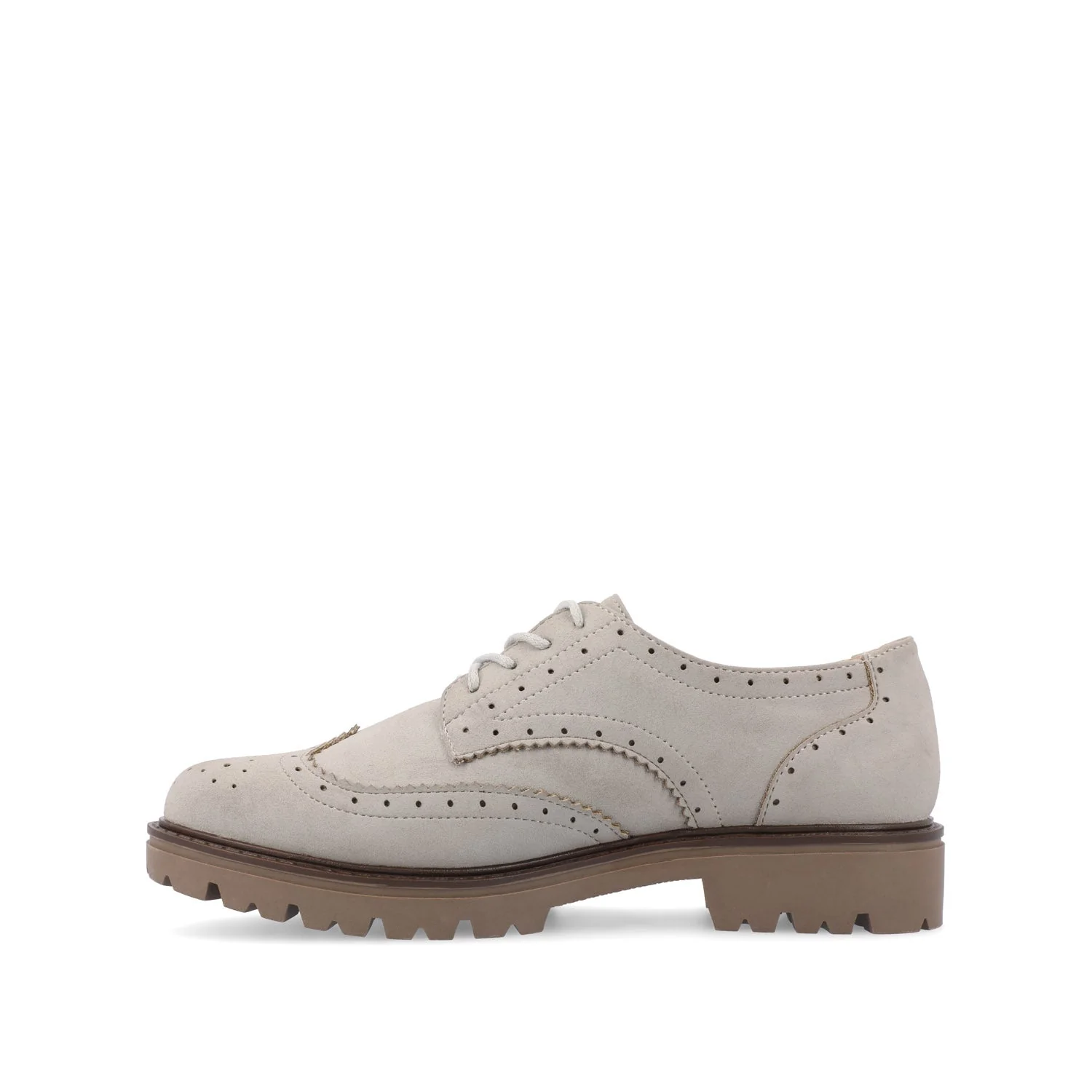 CLAUDIYA OXFORD LOAFER FLAT IN FAUX SUEDE - Grey Faux Suede - Image 3