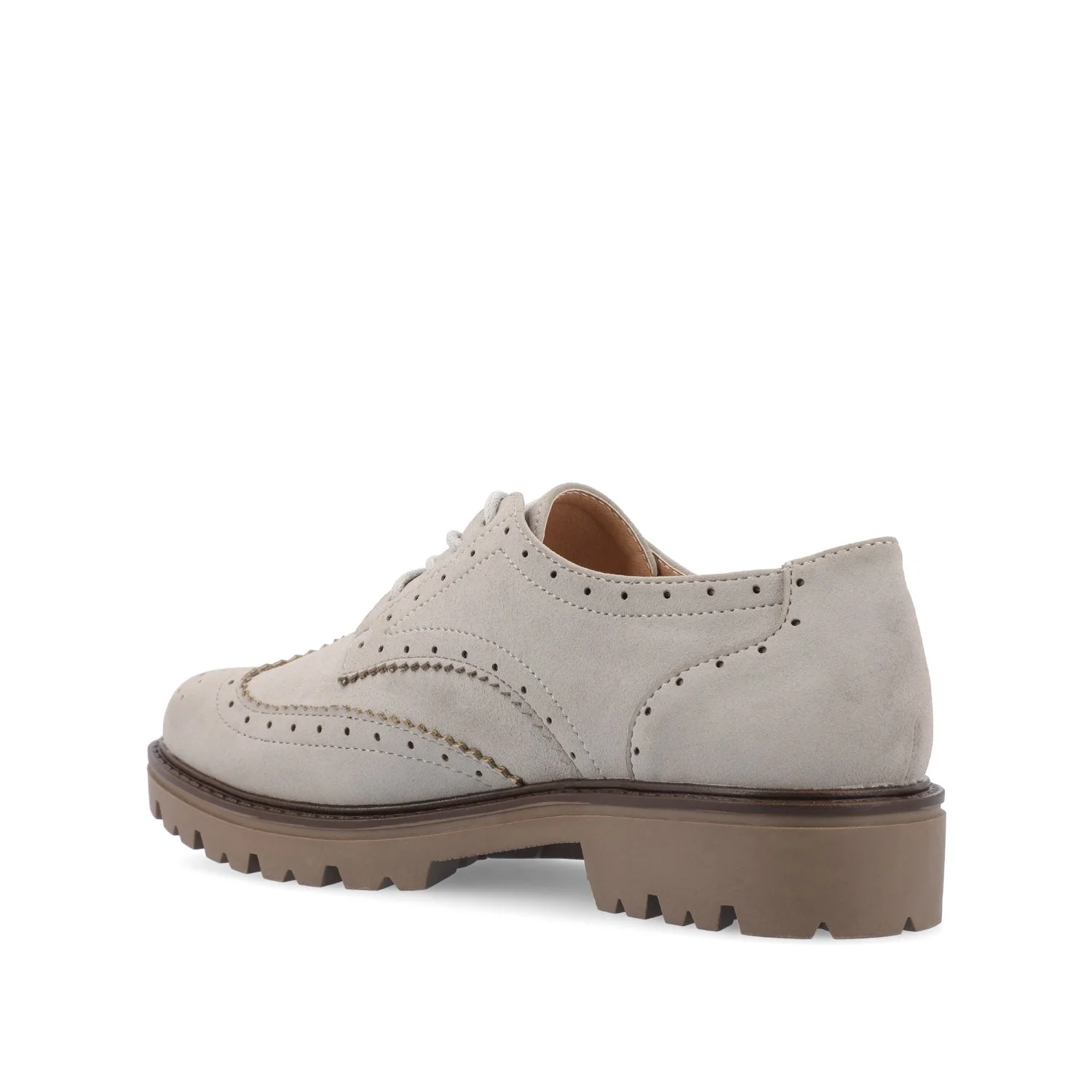 CLAUDIYA OXFORD LOAFER FLAT IN FAUX SUEDE - Grey Faux Suede - Image 4