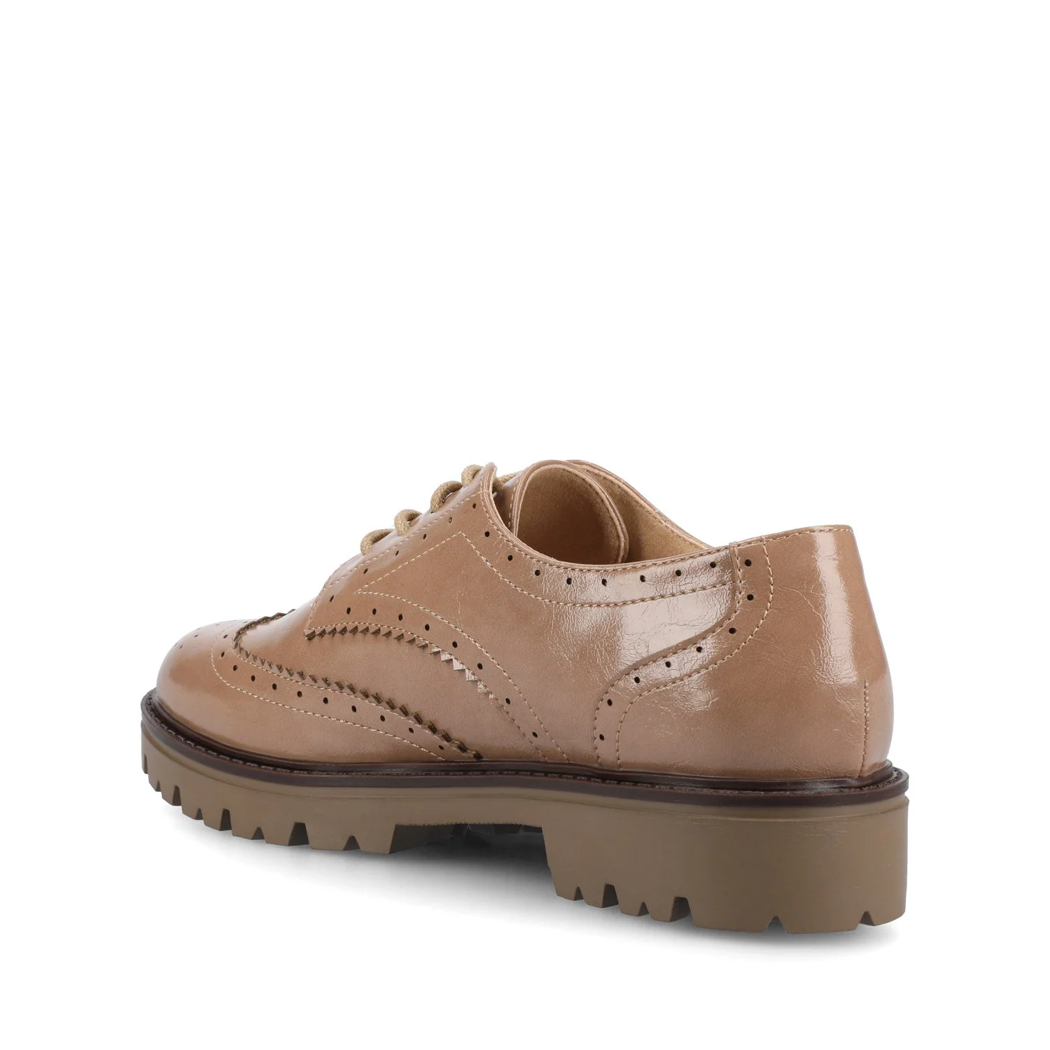 CLAUDIYA OXFORD VEGAN LEATHER LOAFER IN WIDE - Taupe Patent - Image 3