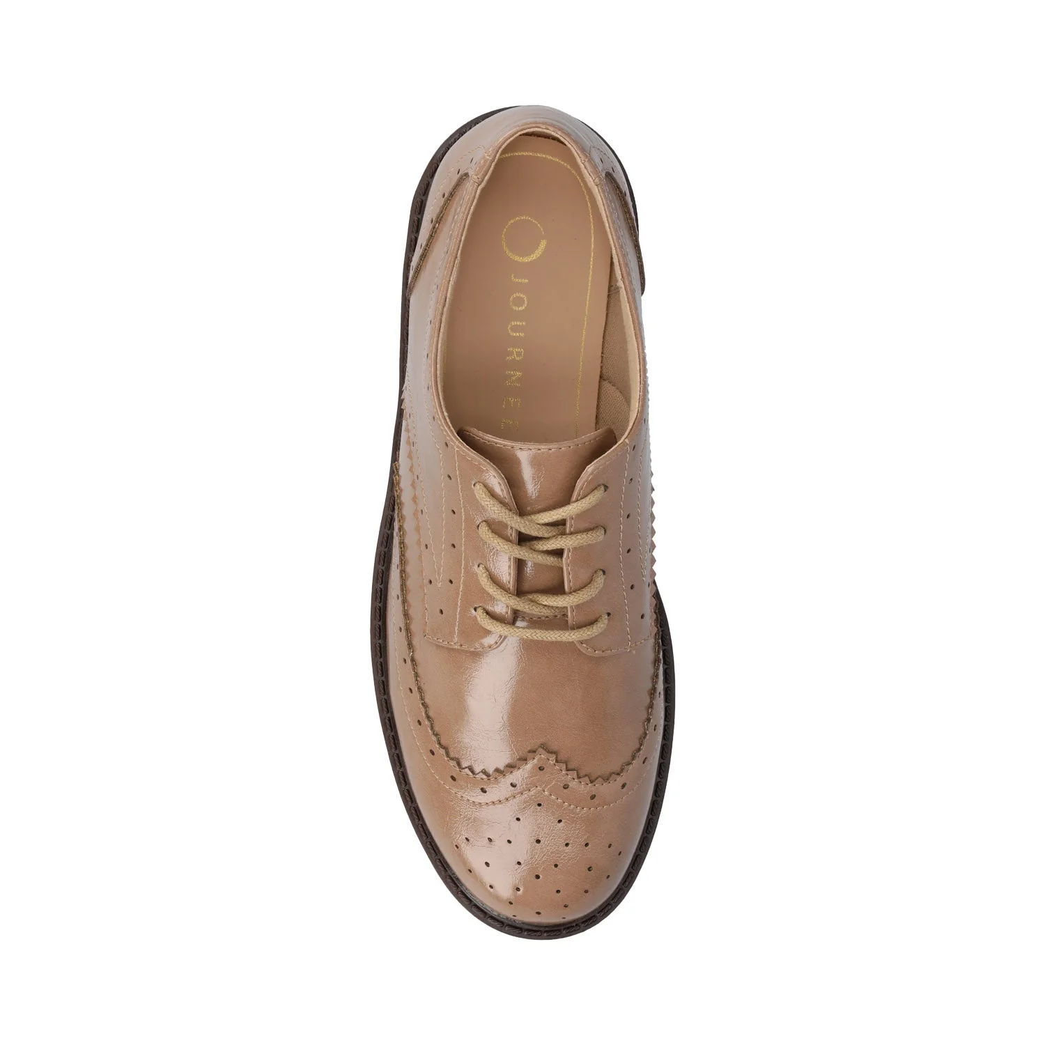 CLAUDIYA OXFORD VEGAN LEATHER LOAFER IN WIDE - Taupe Patent - Image 4