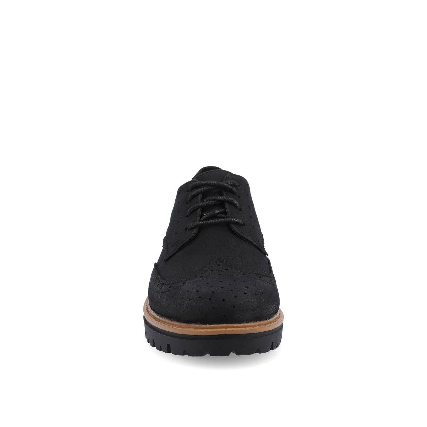 CLAUDIYA OXFORD LOAFER FLATS IN WIDE - Black Faux Suede - Image 5