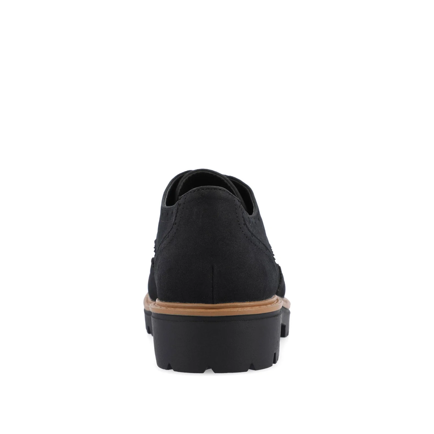 CLAUDIYA OXFORD LOAFER FLATS IN WIDE - Black Faux Suede - Image 7
