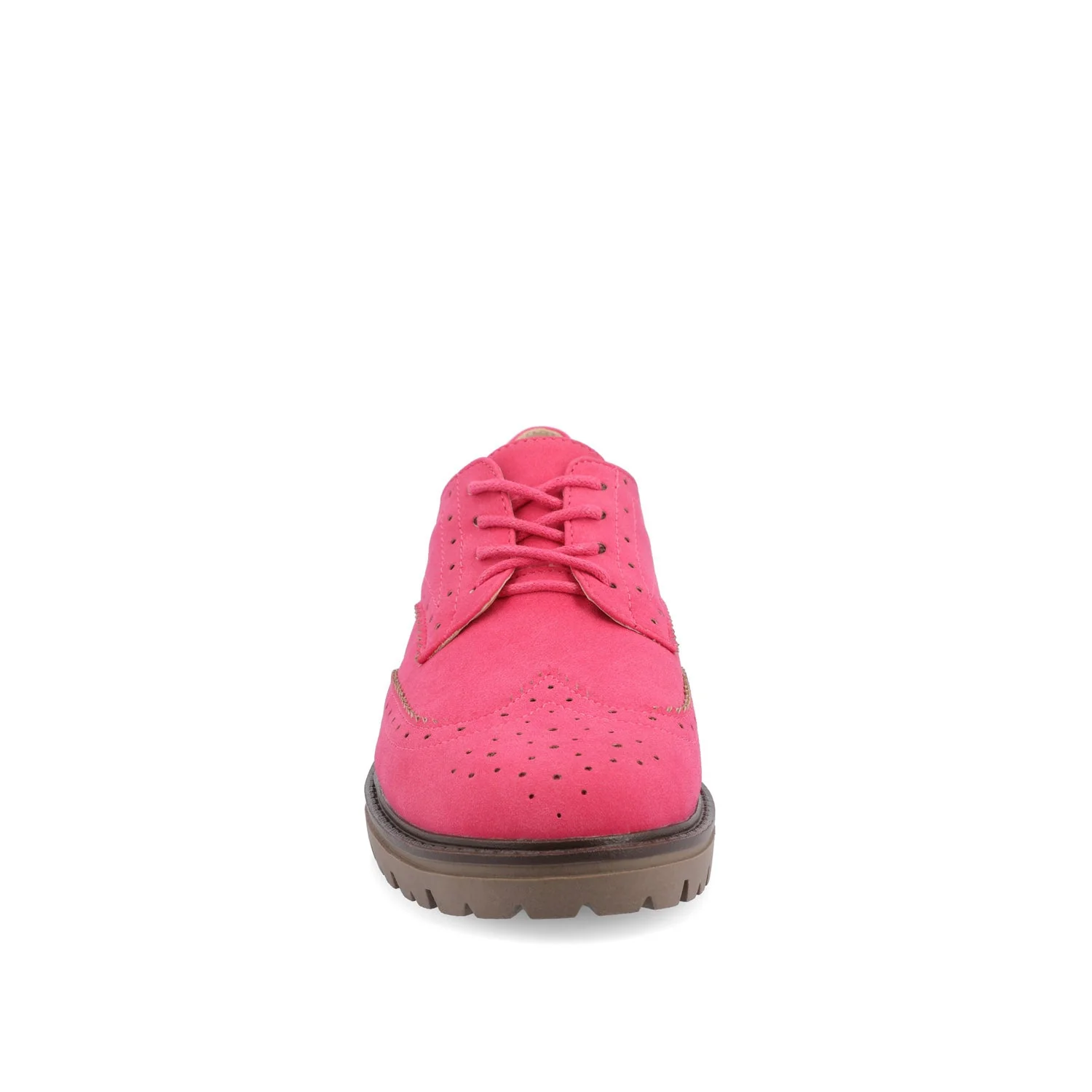 CLAUDIYA OXFORD LOAFER FLATS IN WIDE - Pink Faux Suede - Image 5
