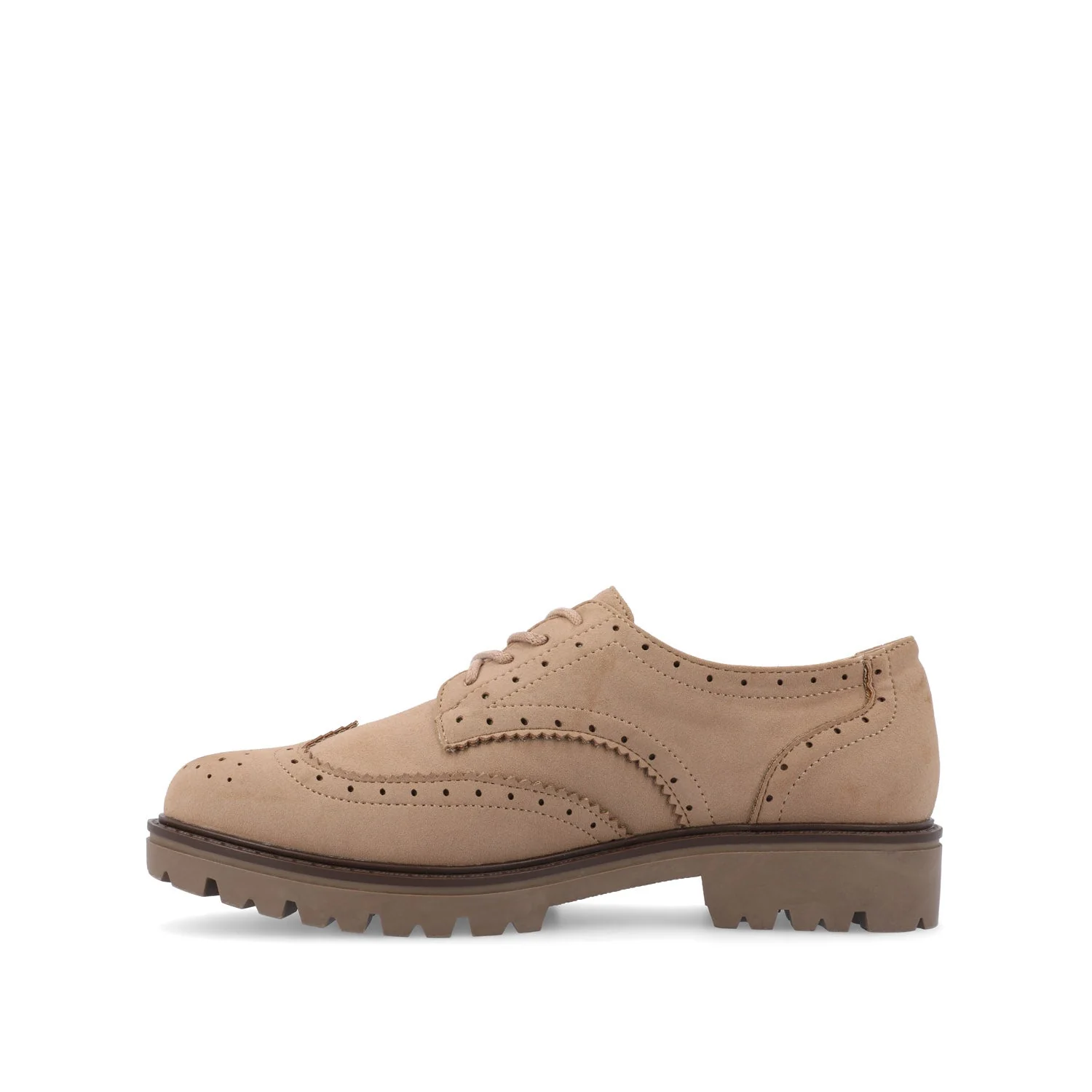 CLAUDIYA OXFORD LOAFER FLATS IN WIDE - Taupe Suede - Image 3