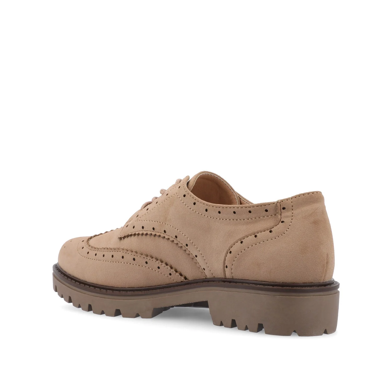 CLAUDIYA OXFORD LOAFER FLATS IN WIDE - Taupe Suede - Image 4