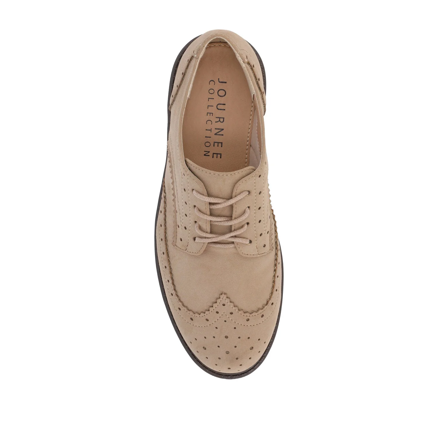 CLAUDIYA OXFORD LOAFER FLATS IN WIDE - Taupe Suede - Image 6