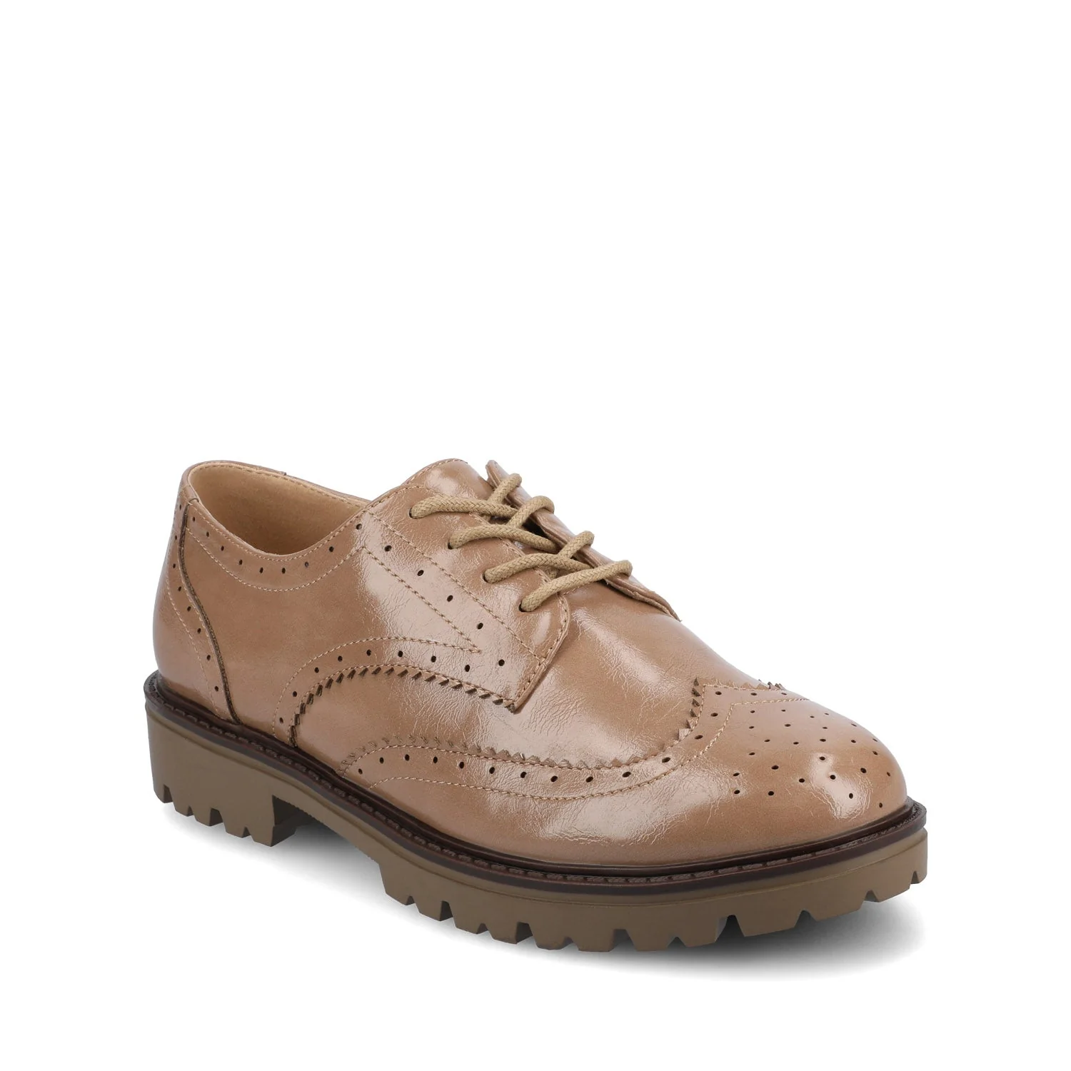 CLAUDIYA OXFORD LOAFER IN VEGAN LEATHER - Taupe Patent - Image 2