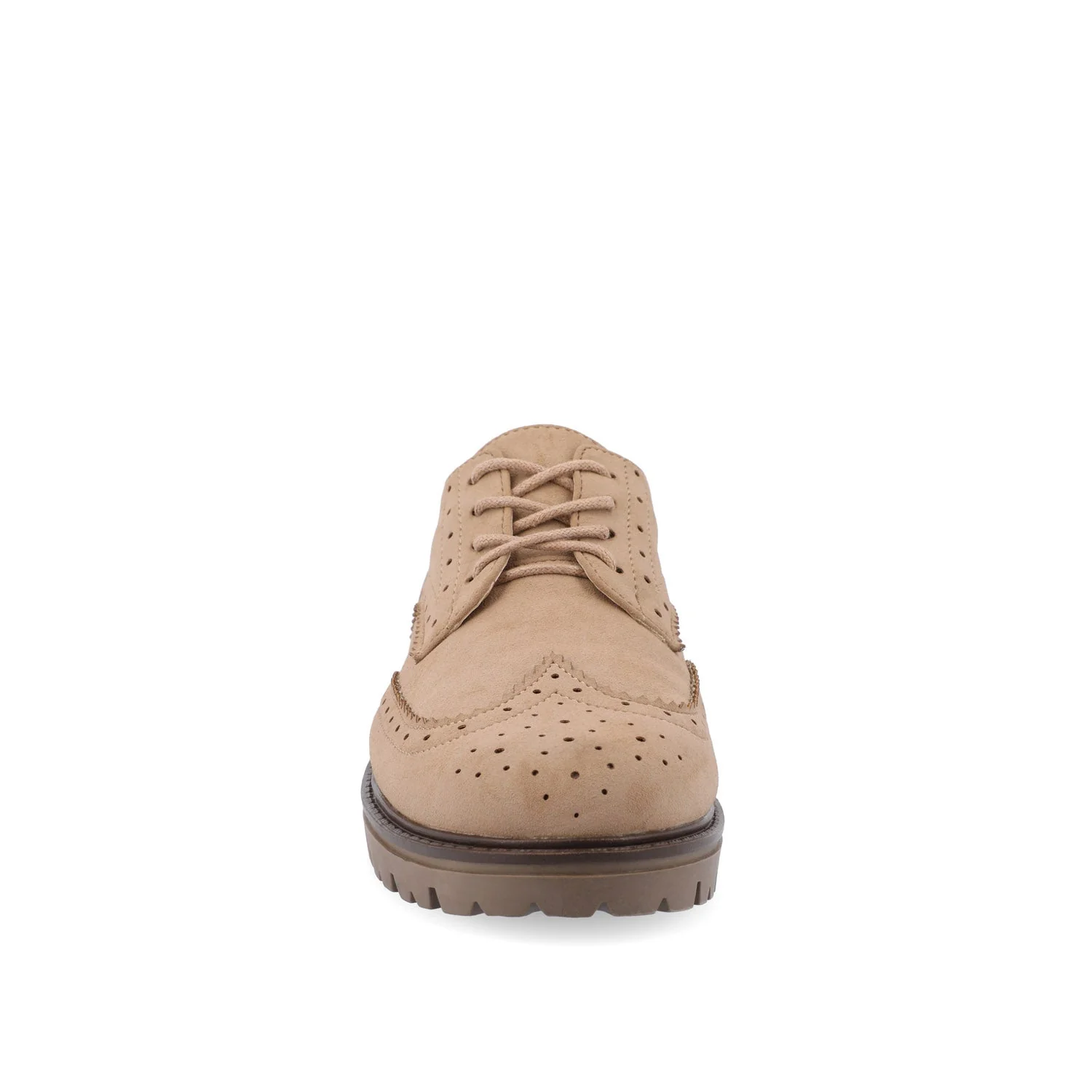 CLAUDIYA OXFORD LOAFER FLAT IN FAUX SUEDE - Taupe Suede - Image 5
