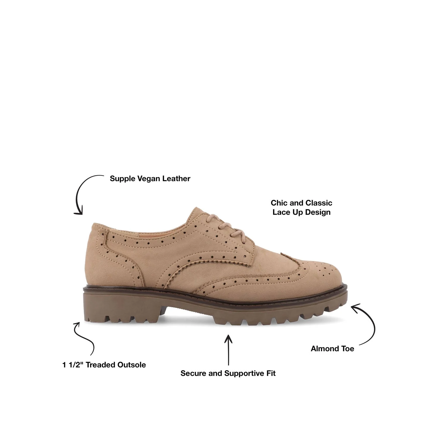 CLAUDIYA OXFORD LOAFER FLAT IN FAUX SUEDE - Taupe Suede - Image 9