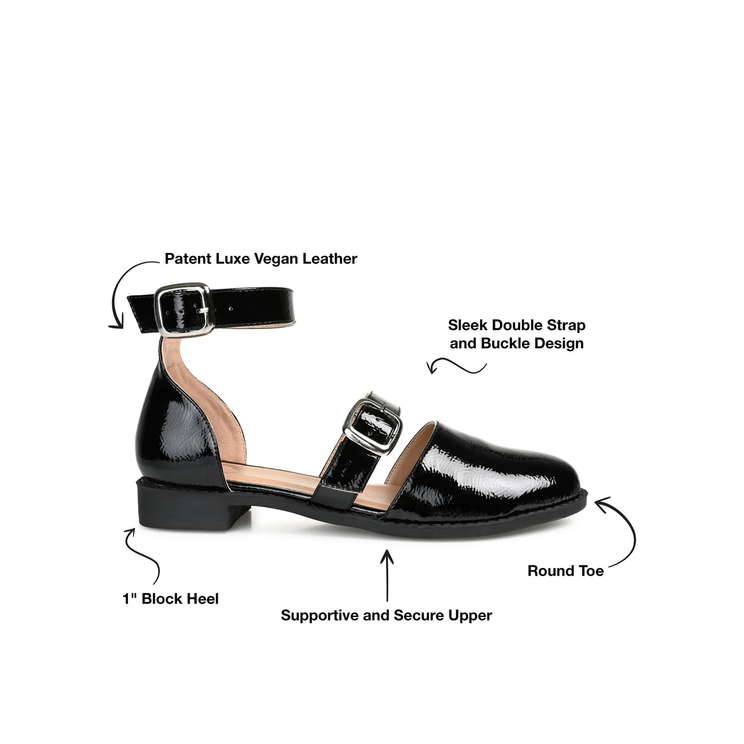 CONSTANCE MARY JANE LOAFER FLAT IN PATENT - Black - Image 9