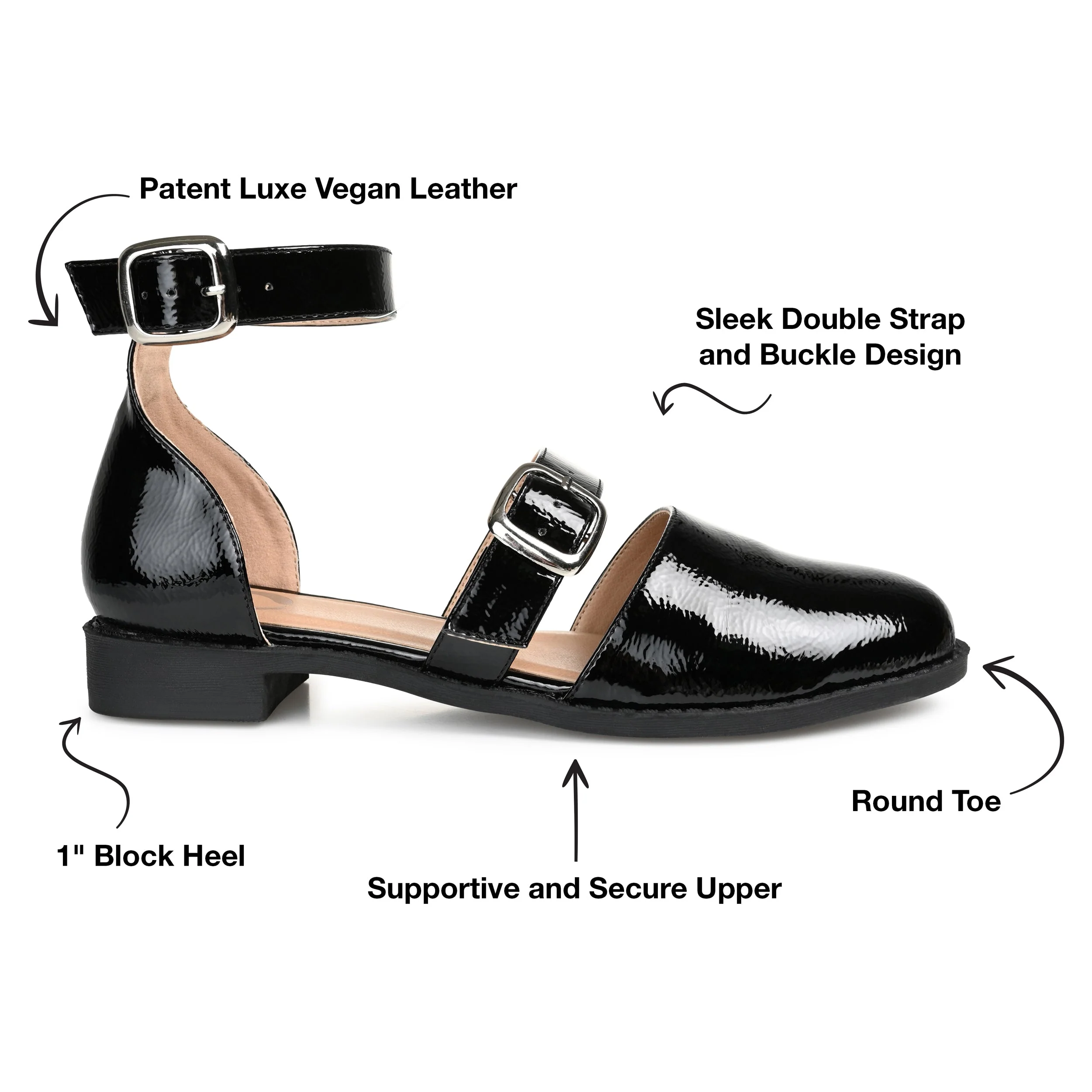 CONSTANCE MARY JANE LOAFER FLATS IN WIDE - Black - Image 8