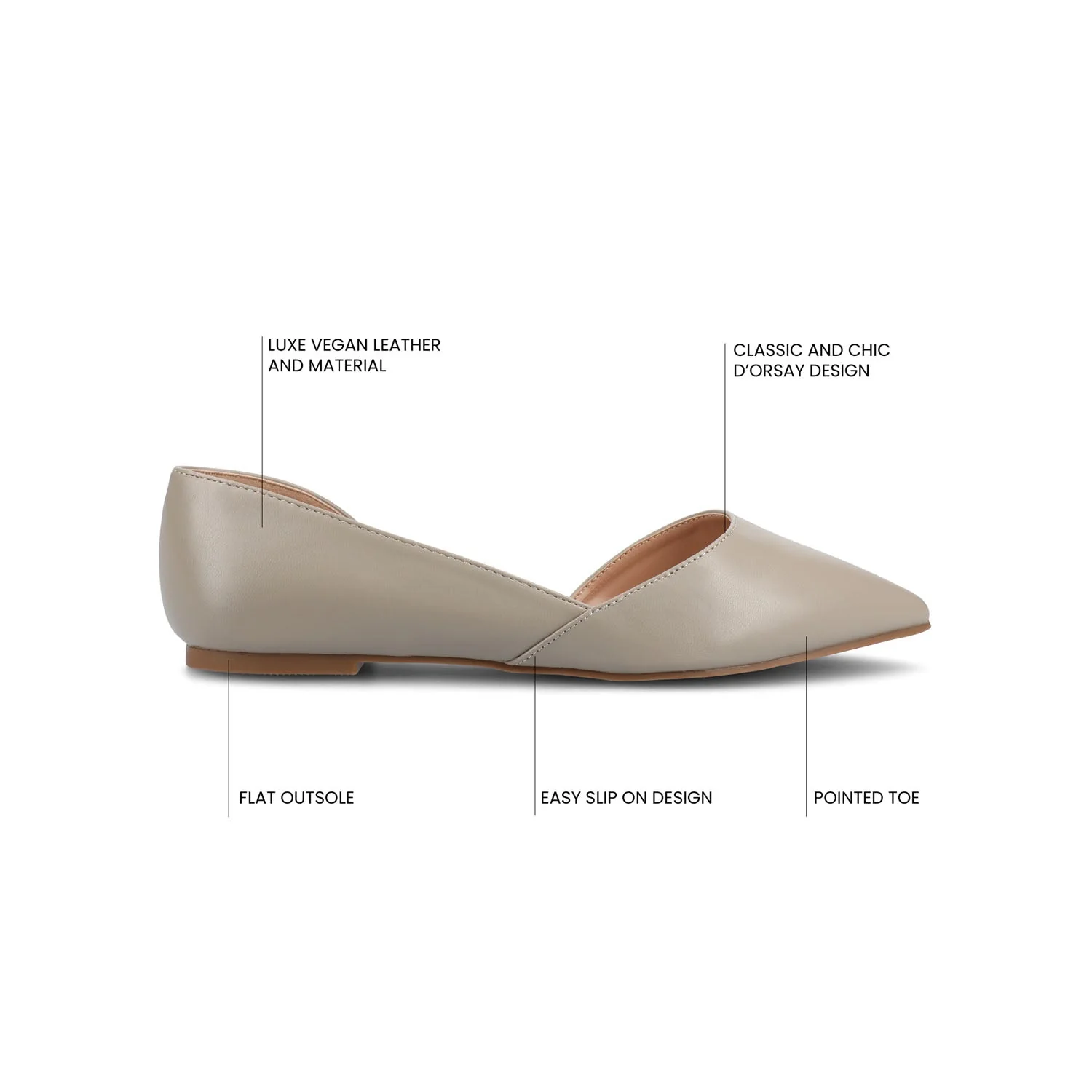 CORTNI D'ORSAY FLATS IN VEGAN LEATHER - Grey PU - Image 9