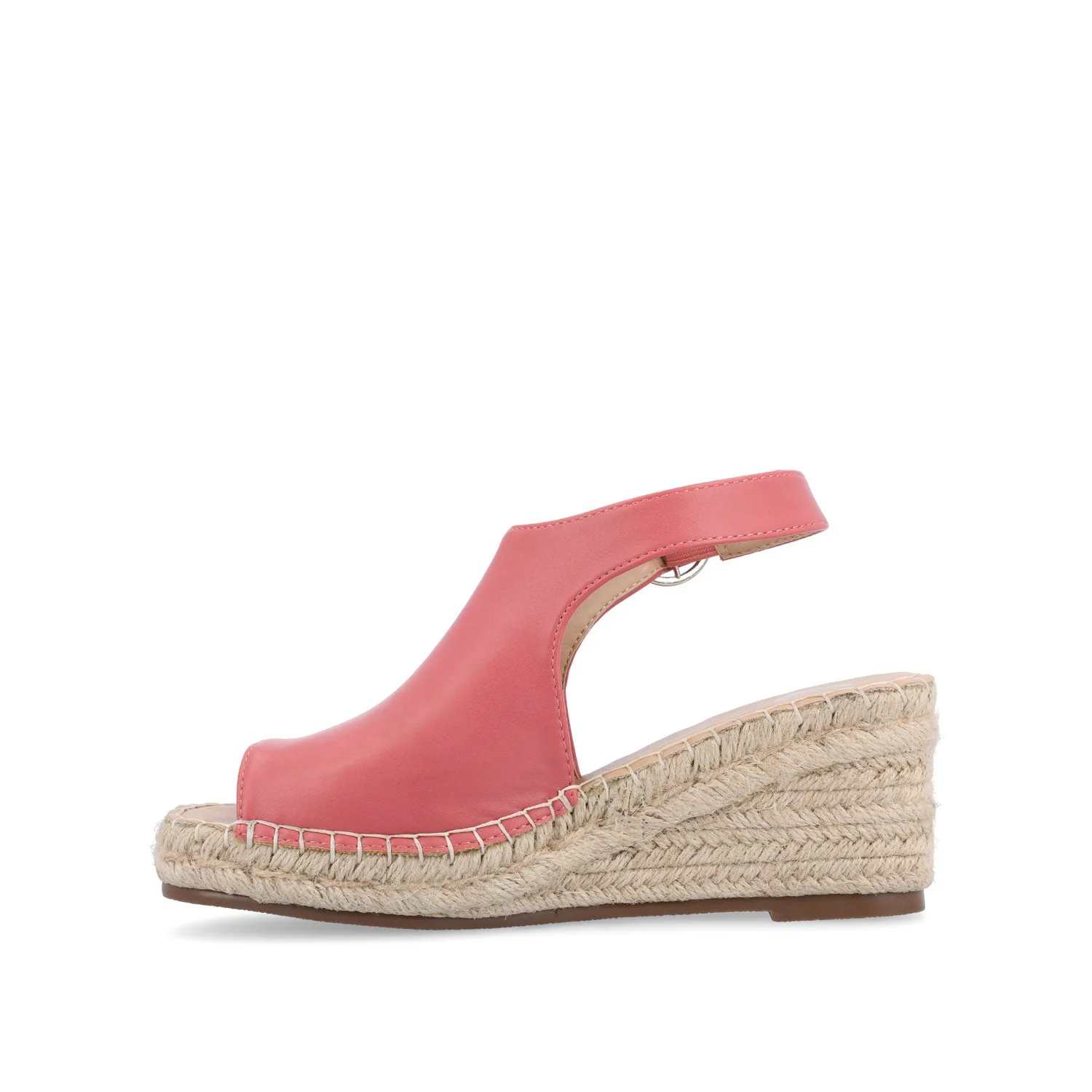 CREW ESPADRILLE WEDGE HEELED SANDALS - Coral PU - Image 3