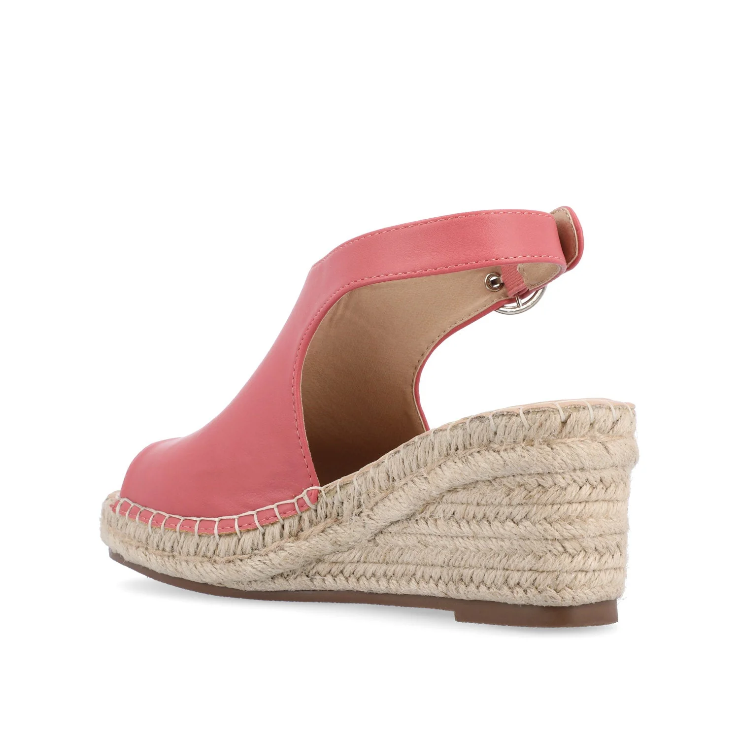 CREW ESPADRILLE WEDGE HEELED SANDALS - Coral PU - Image 4