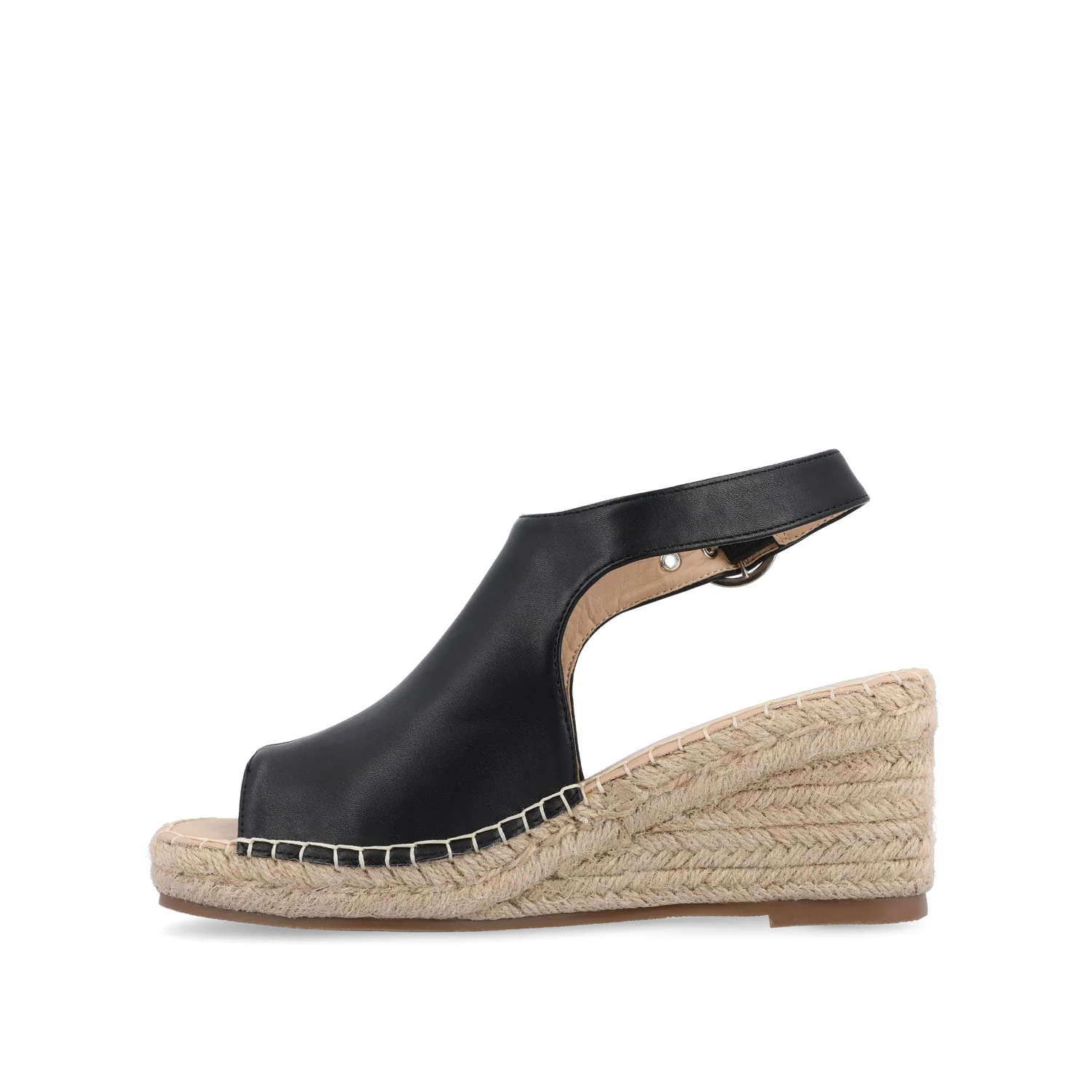 CREW ESPADRILLE WEDGE HEEL SANDALS IN WIDE - Black PU - Image 3