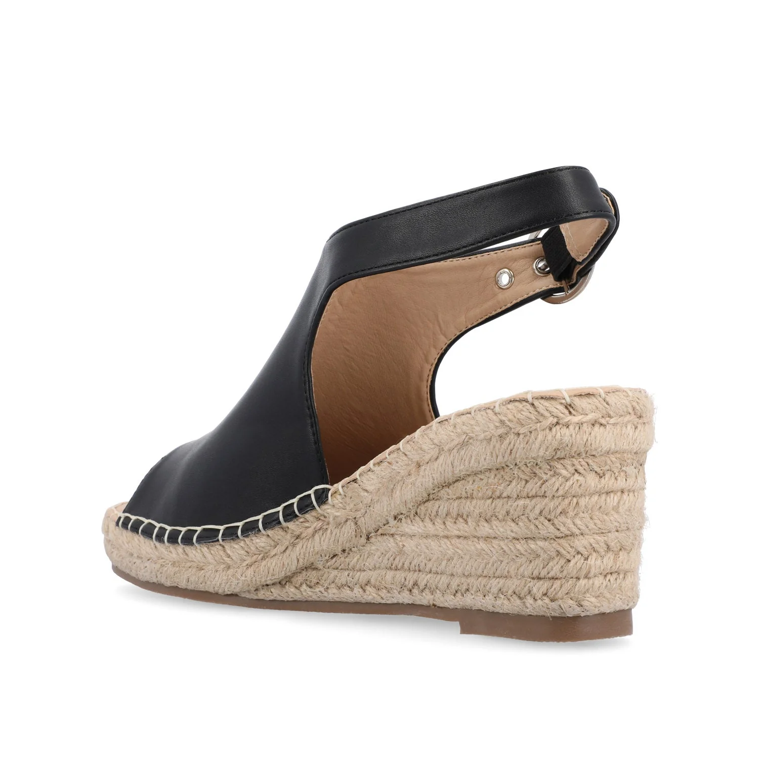 CREW ESPADRILLE WEDGE HEEL SANDALS IN WIDE - Black PU - Image 4